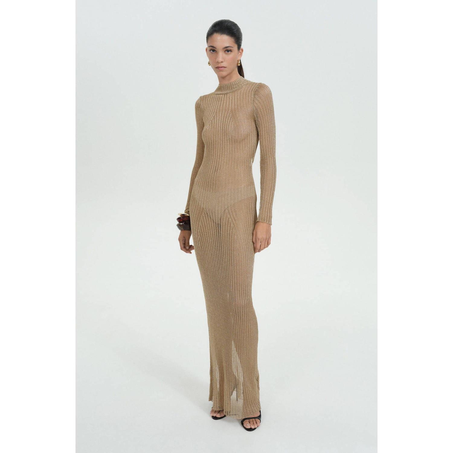 Mango semi-transparante jurk met glitter goud