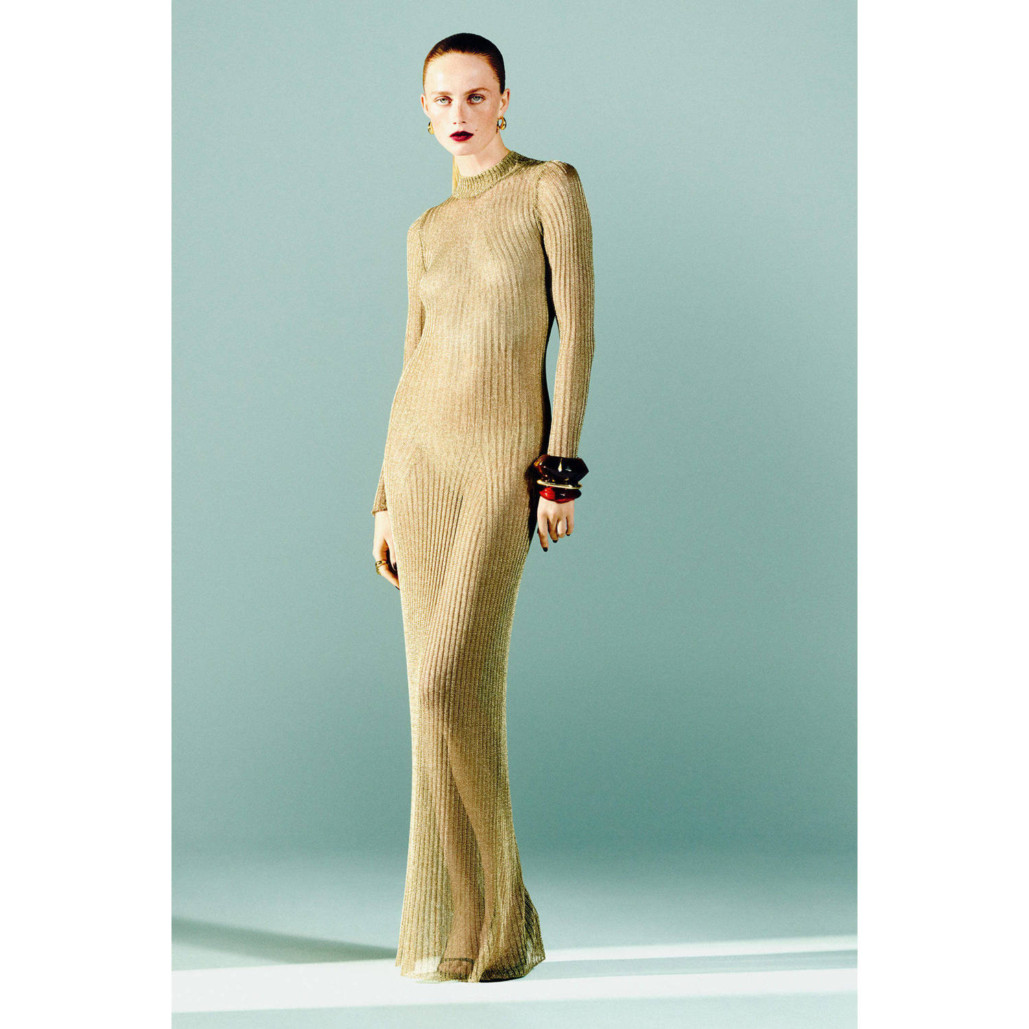 Mango semi-transparante jurk met glitter goud