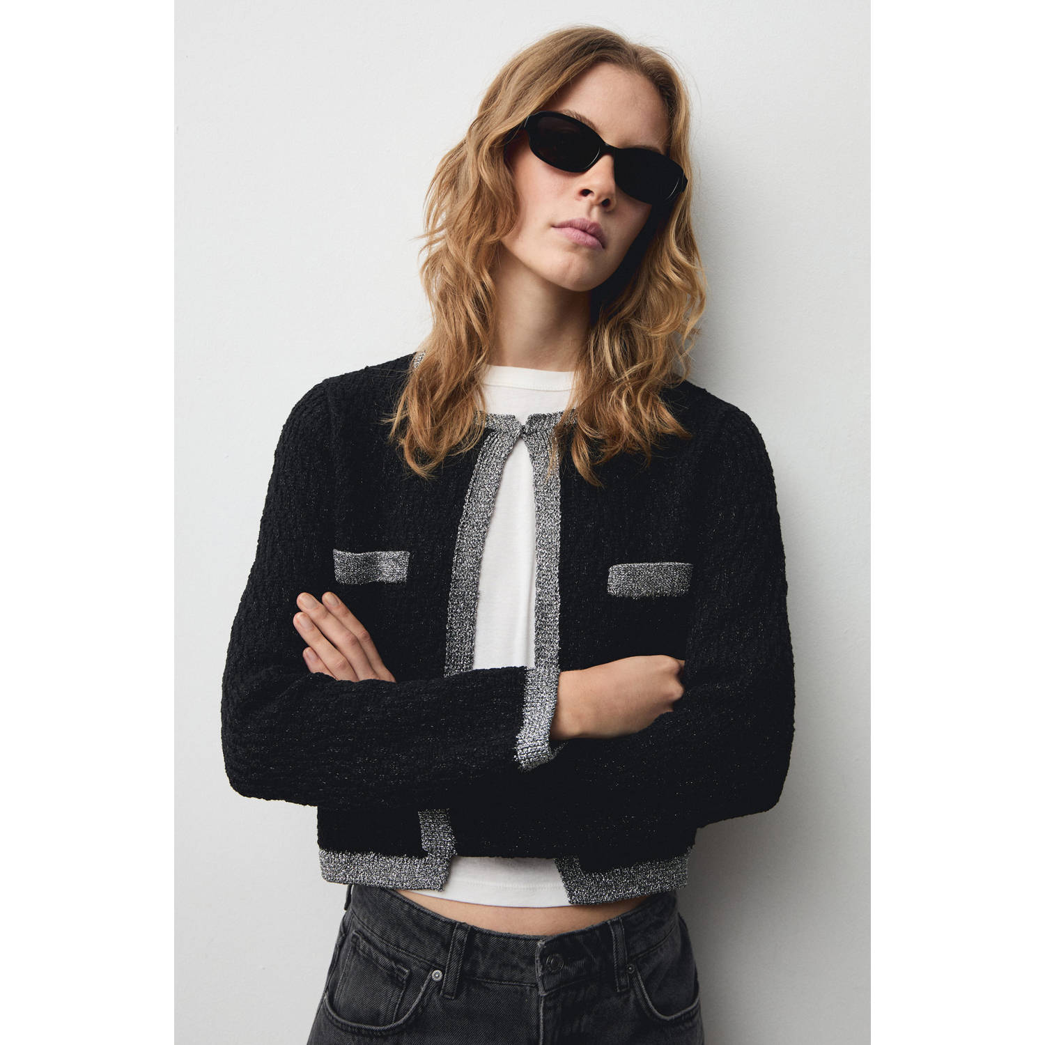 Mango gebreid vest zwart