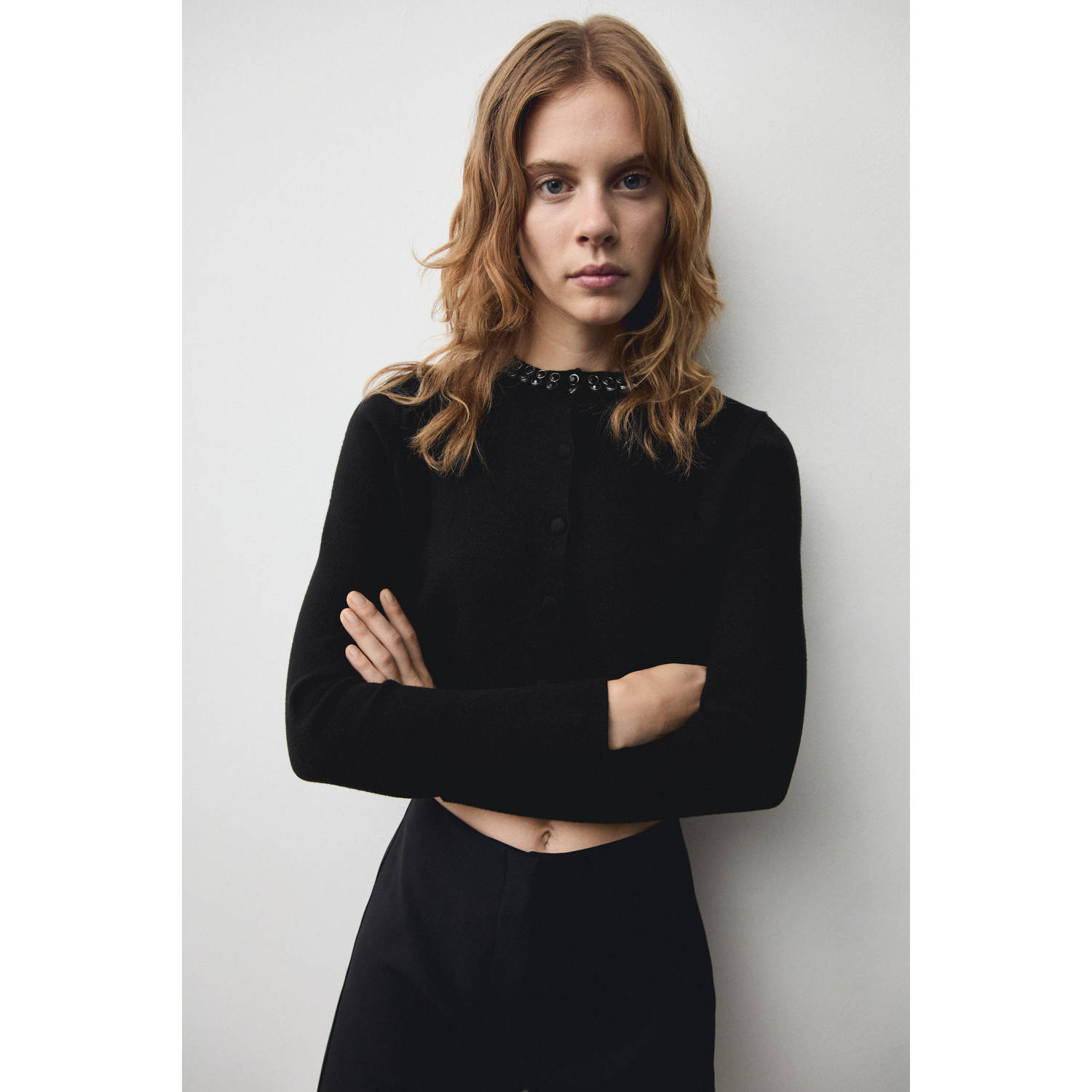 Mango gebreid vest zwart