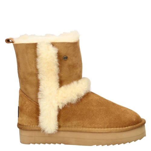 Warmbat Australia Kangaroo Plateau gevoerde suède enkelboots cognac afbeelding