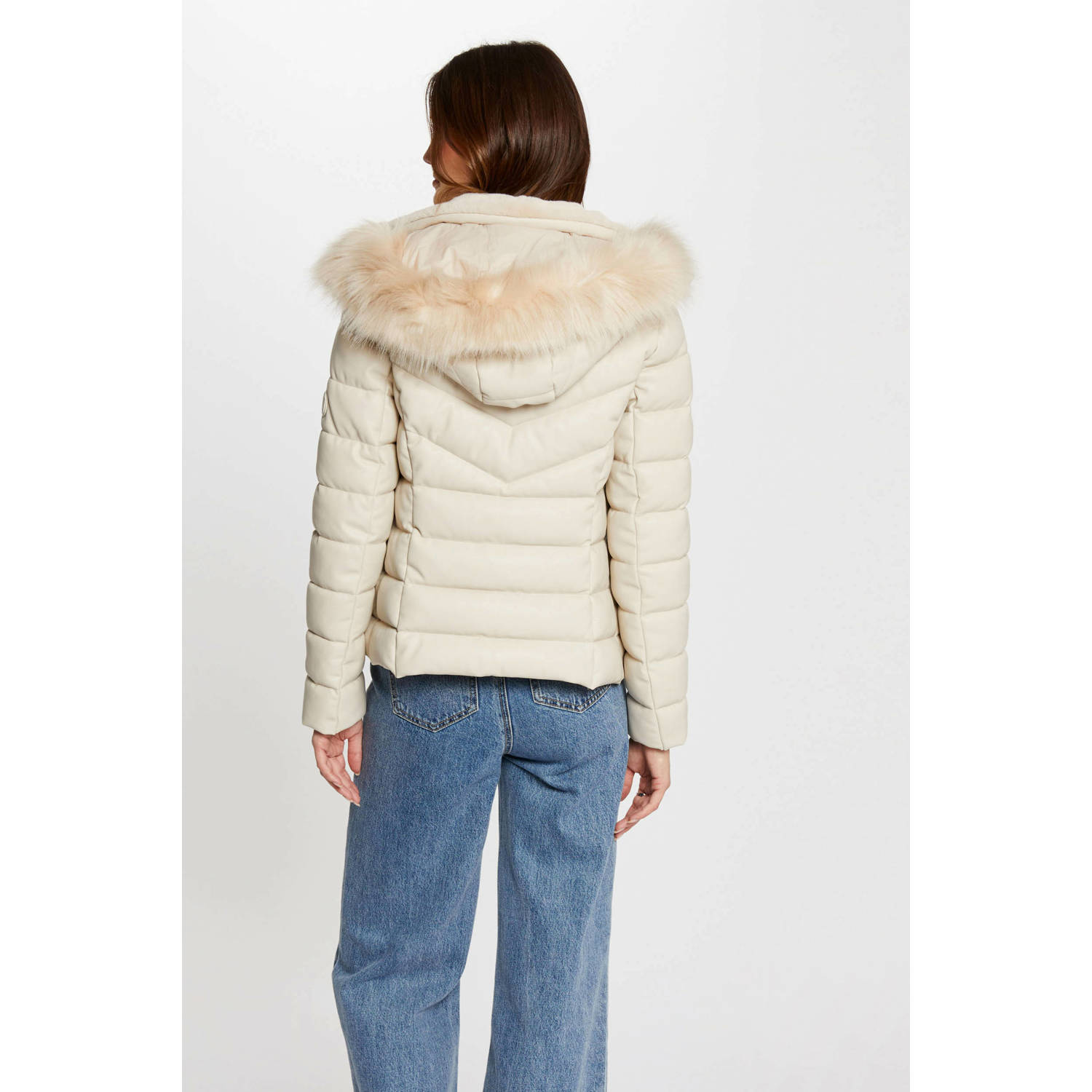 Morgan coated gewatteerde winterjas ivoire