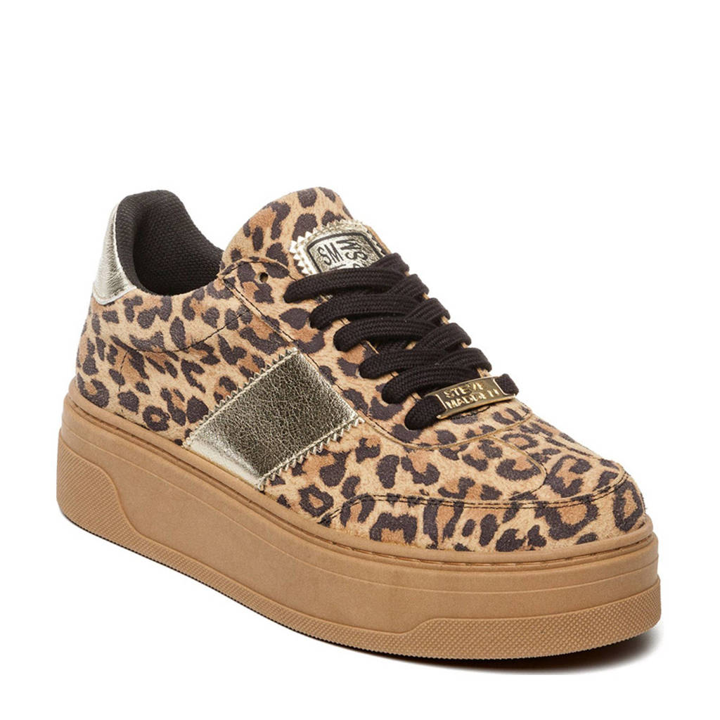 Steve Madden Moxy suède sneakers met panterprint beige/zwart wehkamp - Main Image