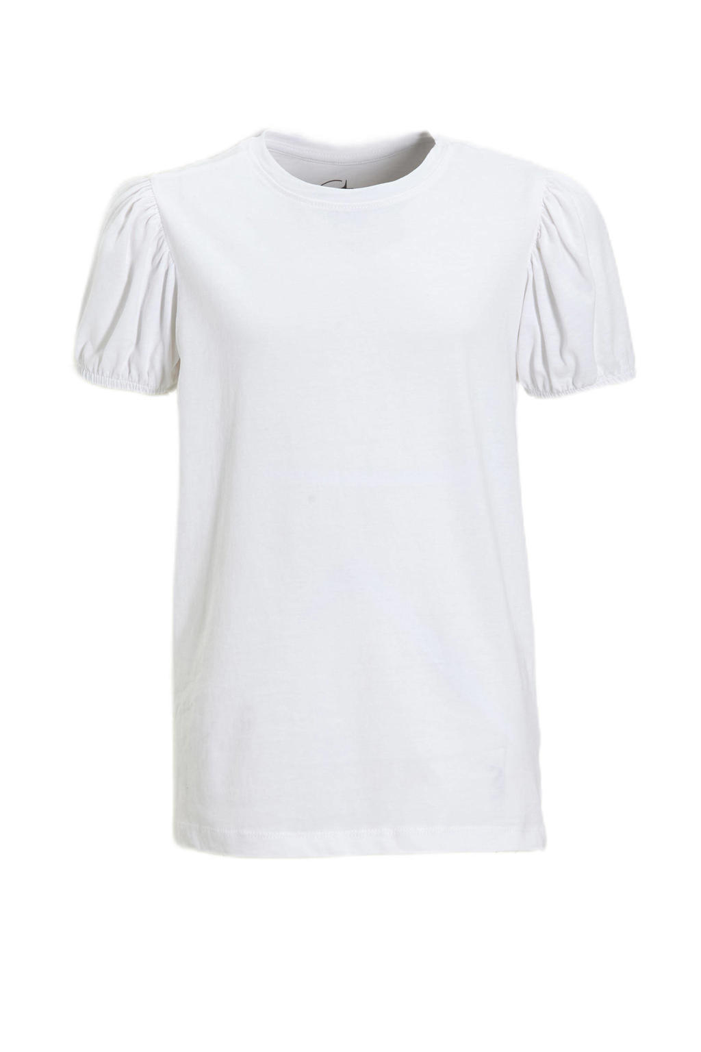 Witte meisjes Anytime T-shirt van bci katoen met effen, korte mouwen en ronde hals