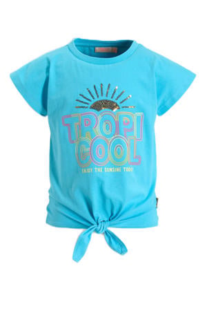T-shirt met printopdruk turquoise