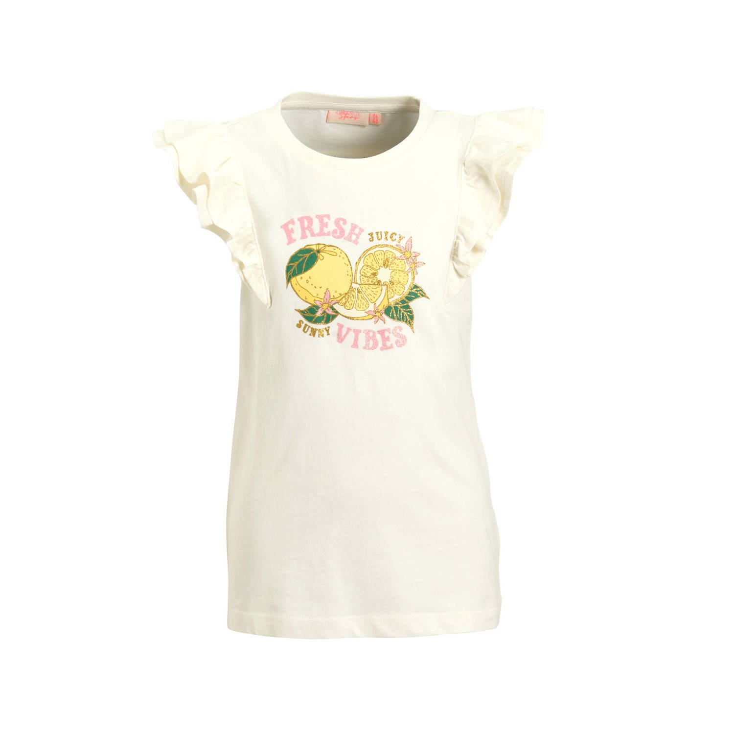 Orange Stars T-shirt ruffle mouwen