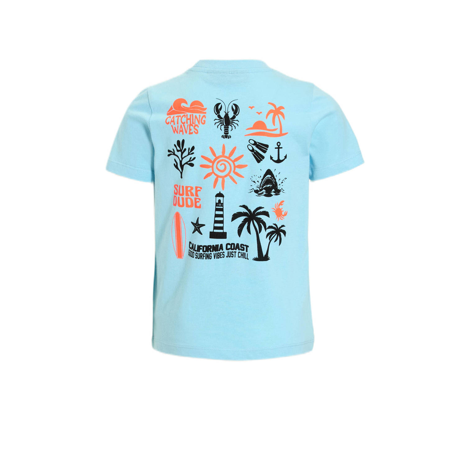 Orange Stars T-shirt met printopdruk lichtblauw