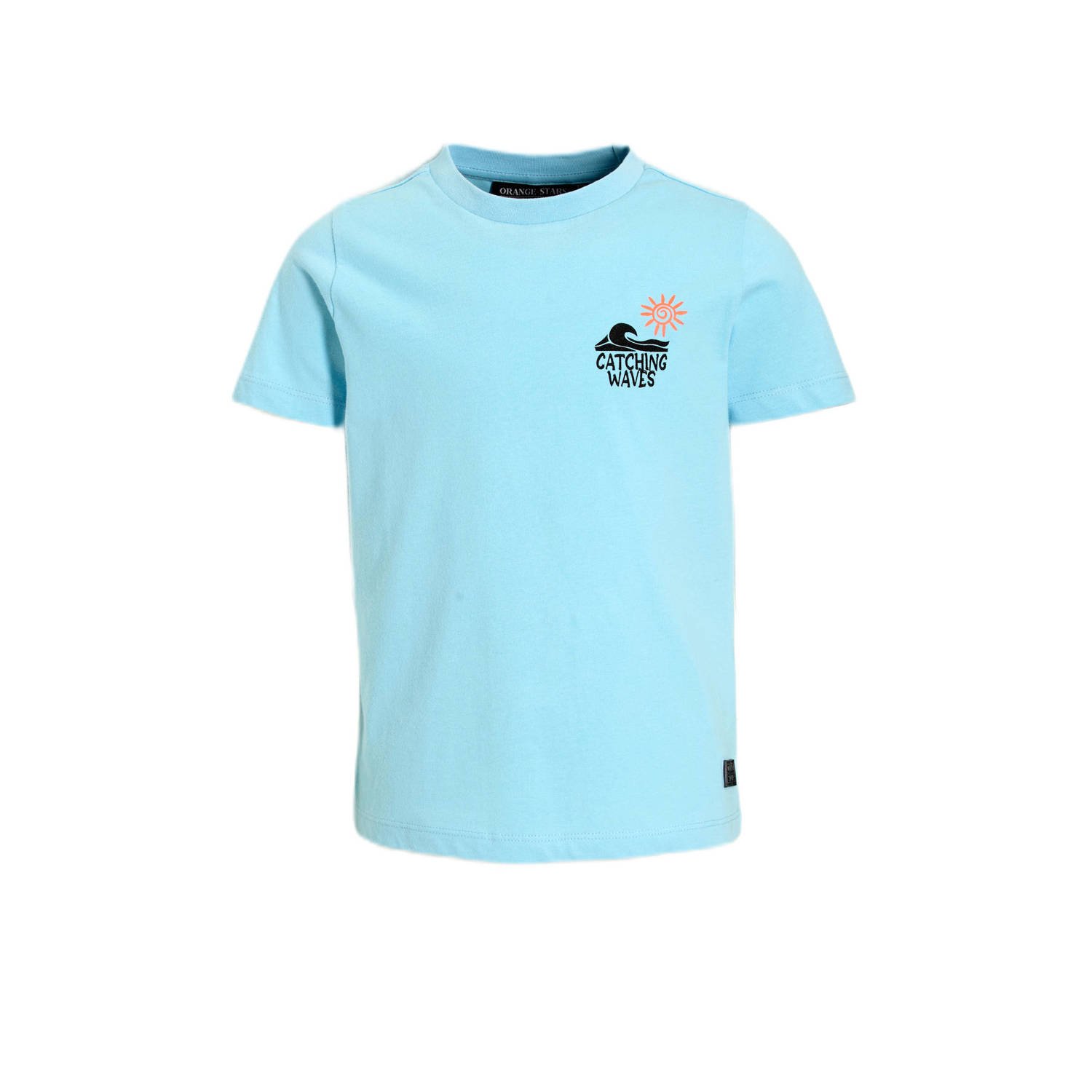 Orange Stars T-shirt met printopdruk lichtblauw