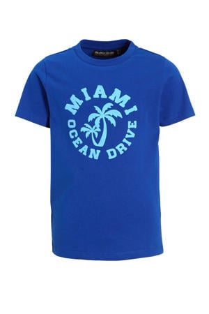 T-shirt met printopdruk donkerblauw