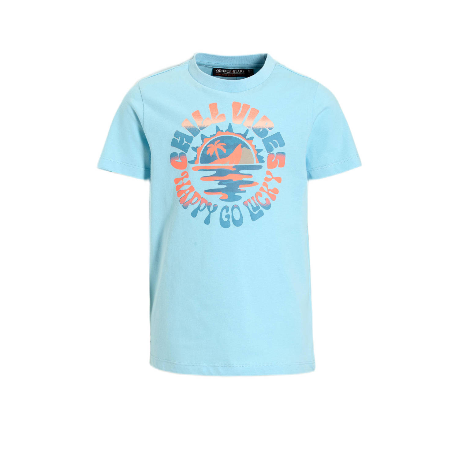 Orange Stars T-shirt met printopdruk lichtblauw