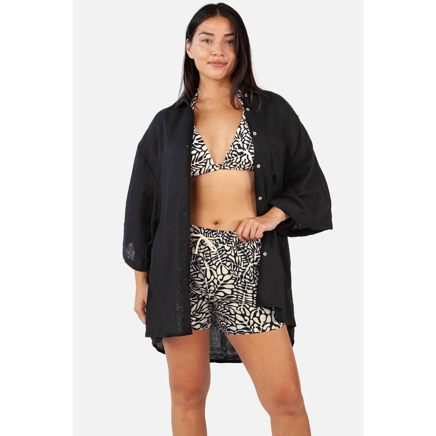 Barts strandshort Joogi zwart ecru