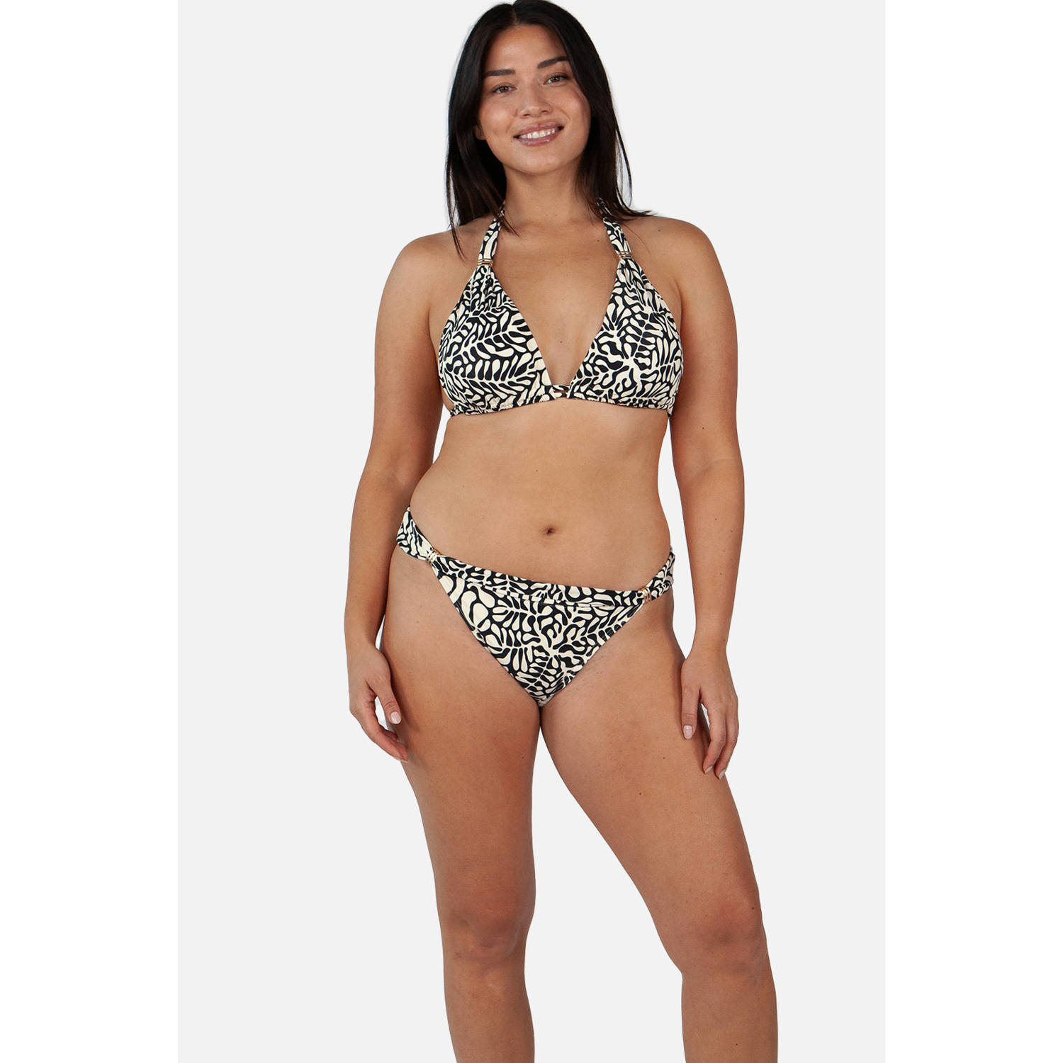 Barts voorgevormde halter bikinitop Nassa zwart ecru