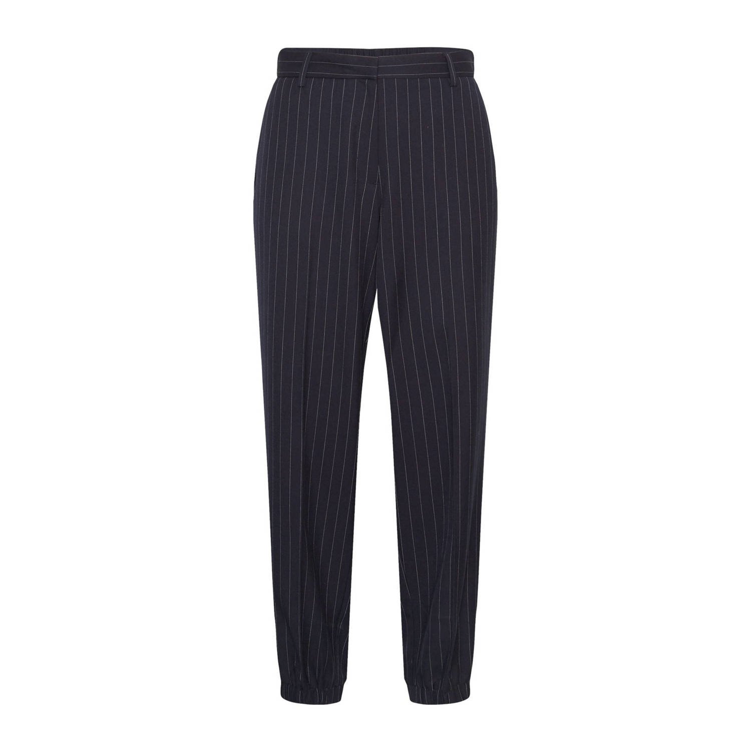 MSCH Copenhagen slim fit broek met krijtstreep donkerblauw