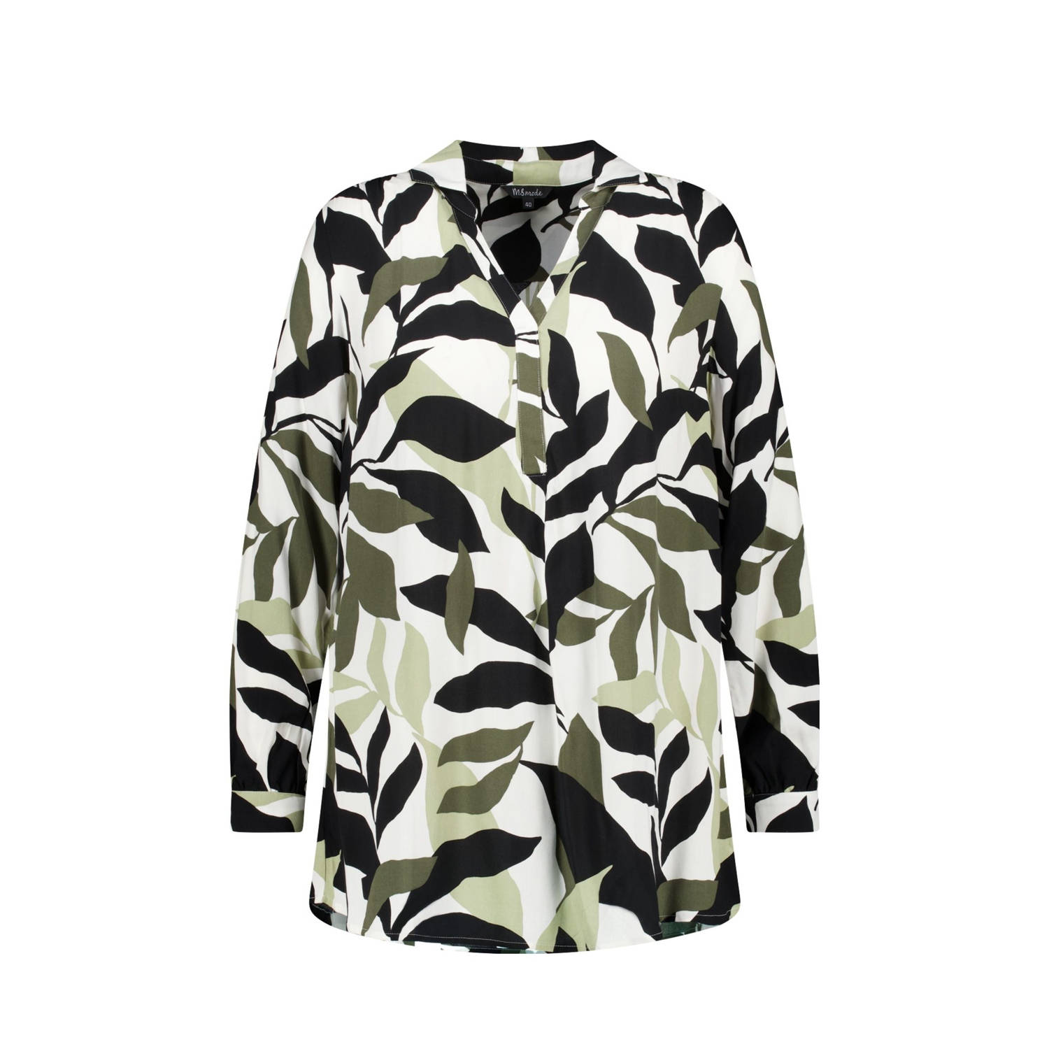 MS Mode top met all over print zwart wit taupe