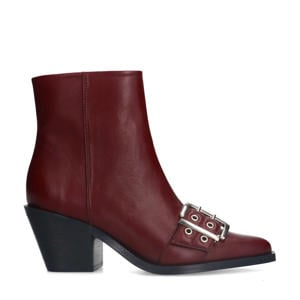 leren enkellaarzen bordeaux