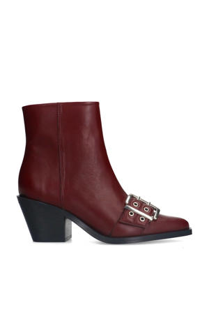   leren enkellaarzen bordeaux