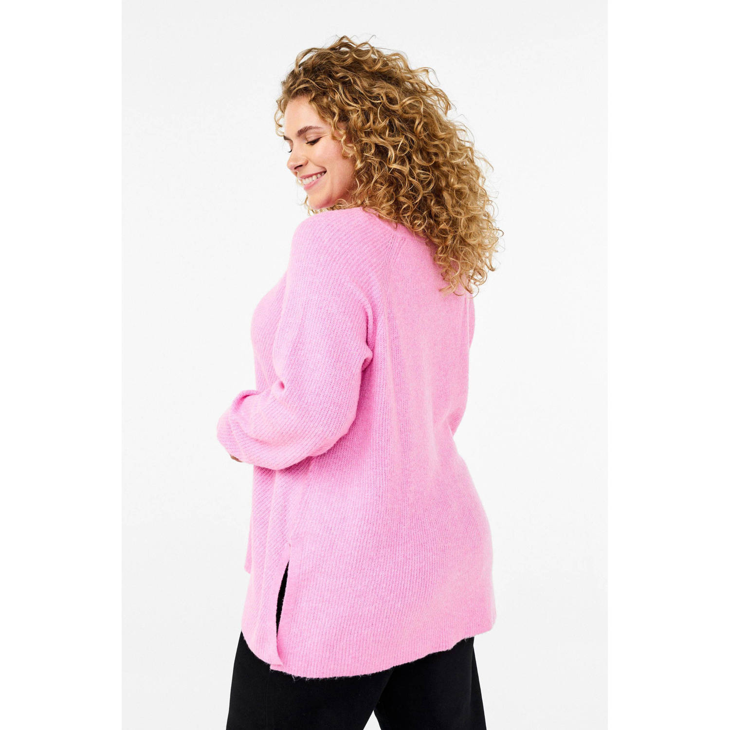 Zizzi gebreide trui roze