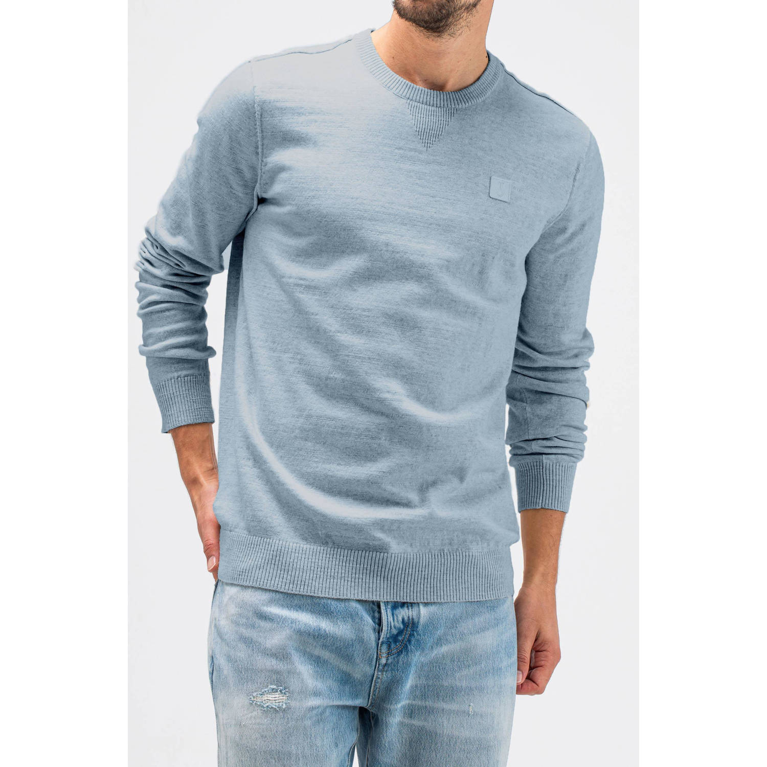 Butcher of Blue Lt Clifden Crew Sweatshirt Blue Heren