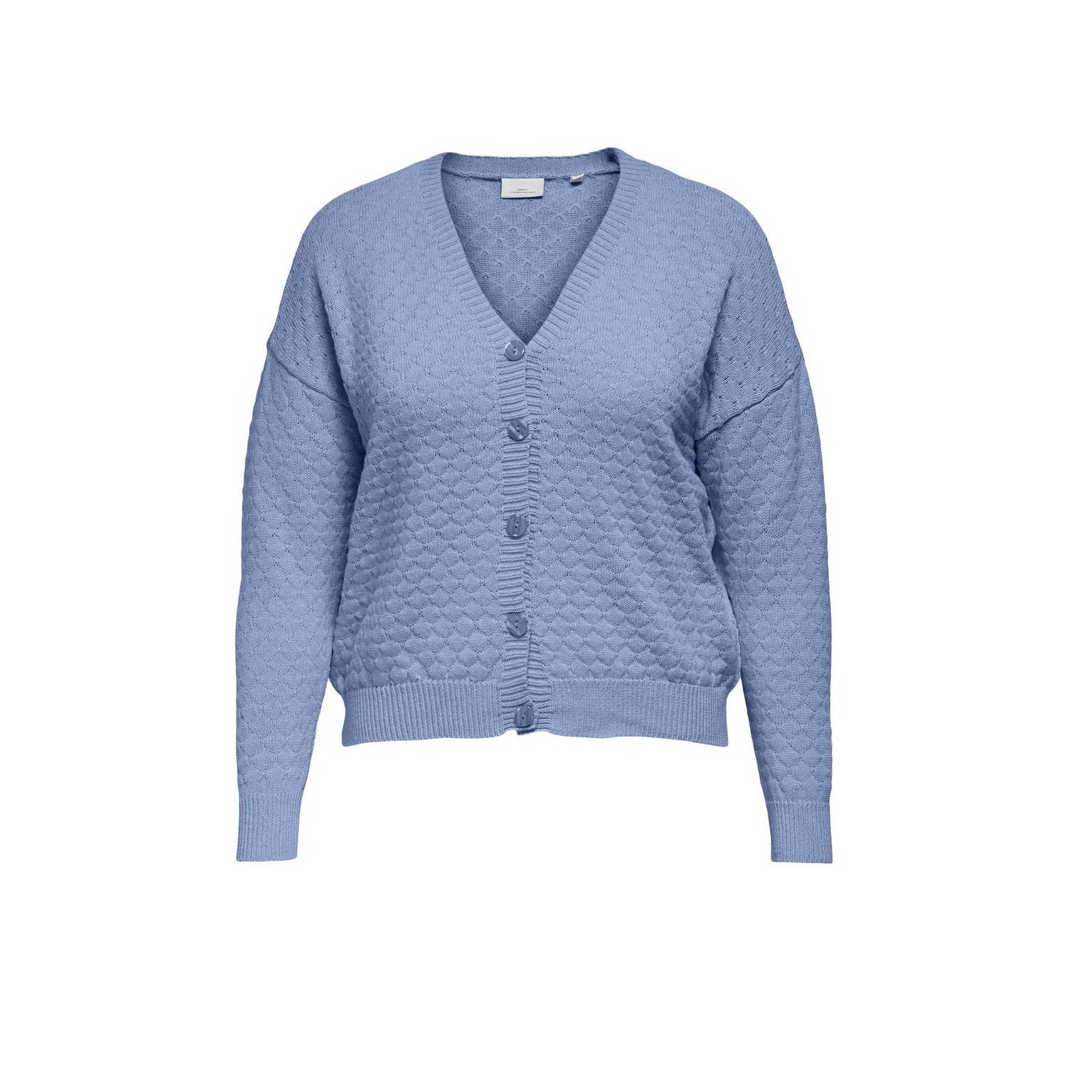 ONLY CARMAKOMA vest blauw gebreid