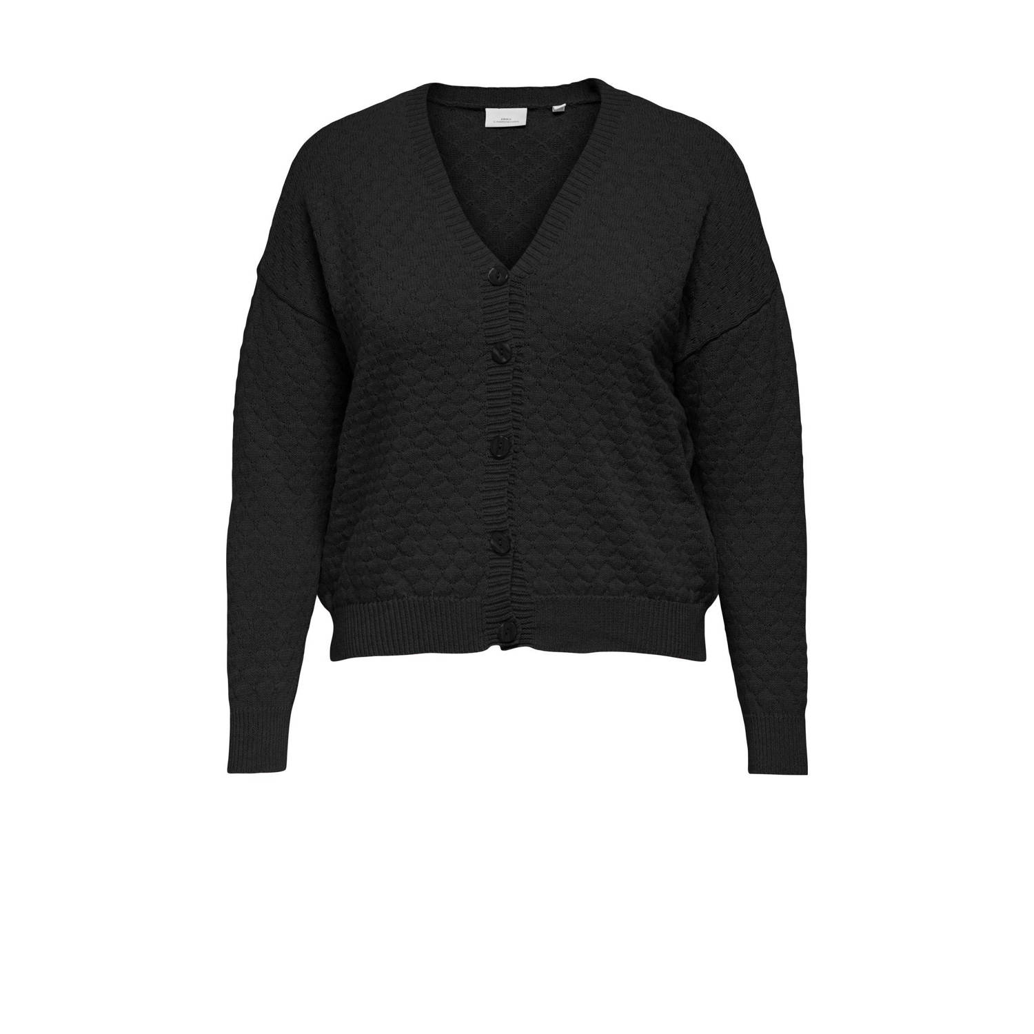 ONLY CARMAKOMA vest zwart gebreid