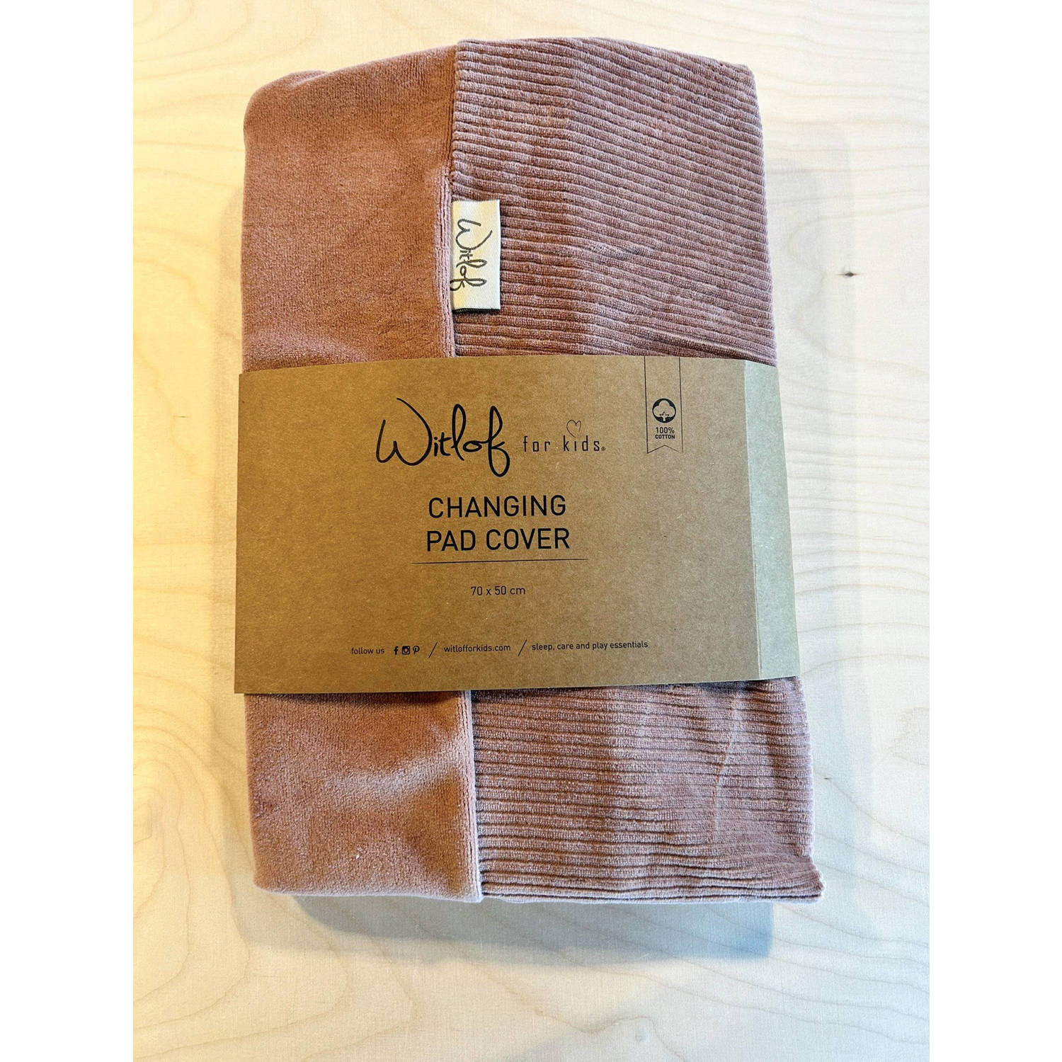 Witlof for kids aankleedkussenhoes Dusty Pink velvet rib