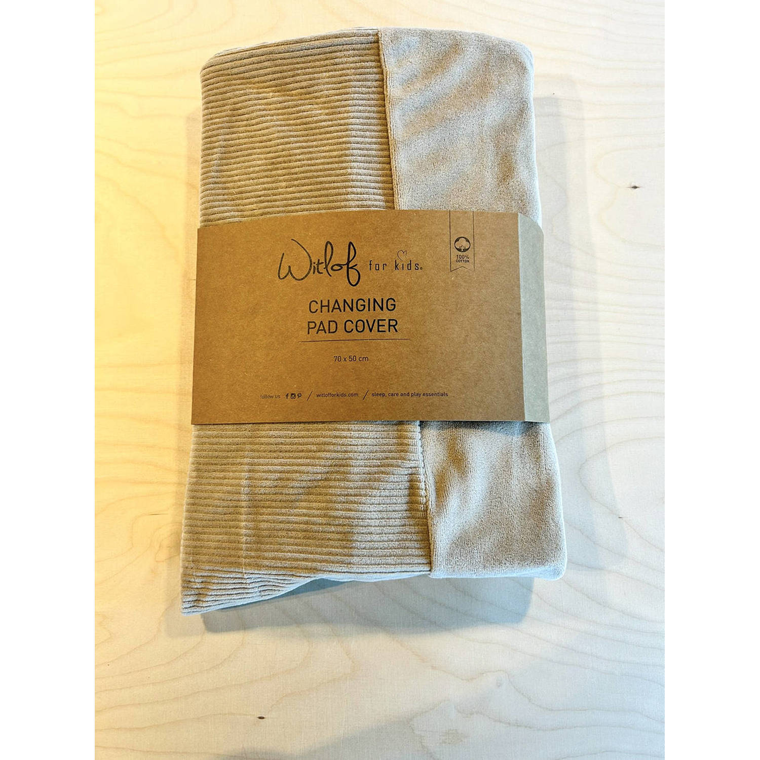 Witlof for kids aankleedkussenhoes Urban Taupe velvet rib