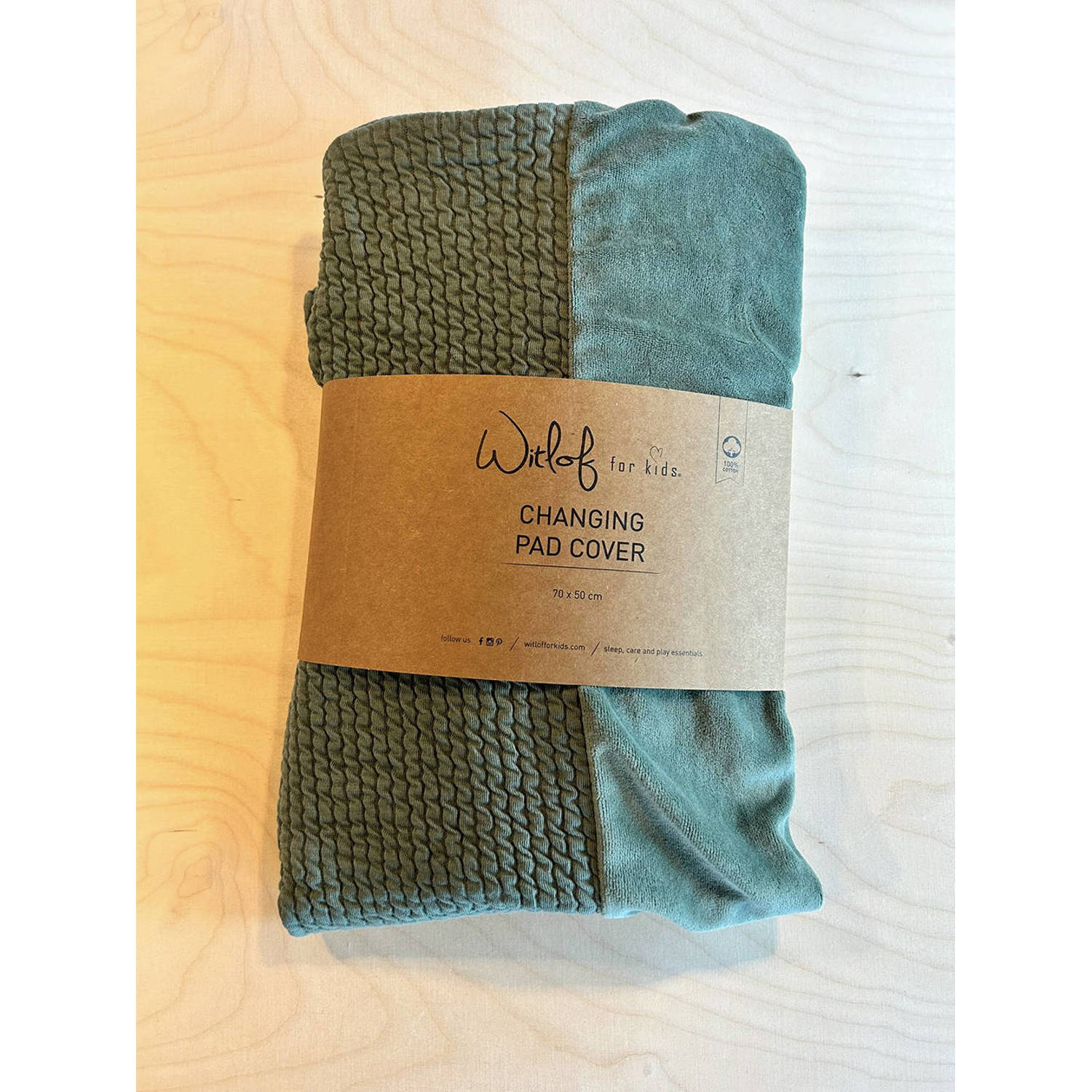 Witlof for kids aankleedkussenhoes Forest Green waves
