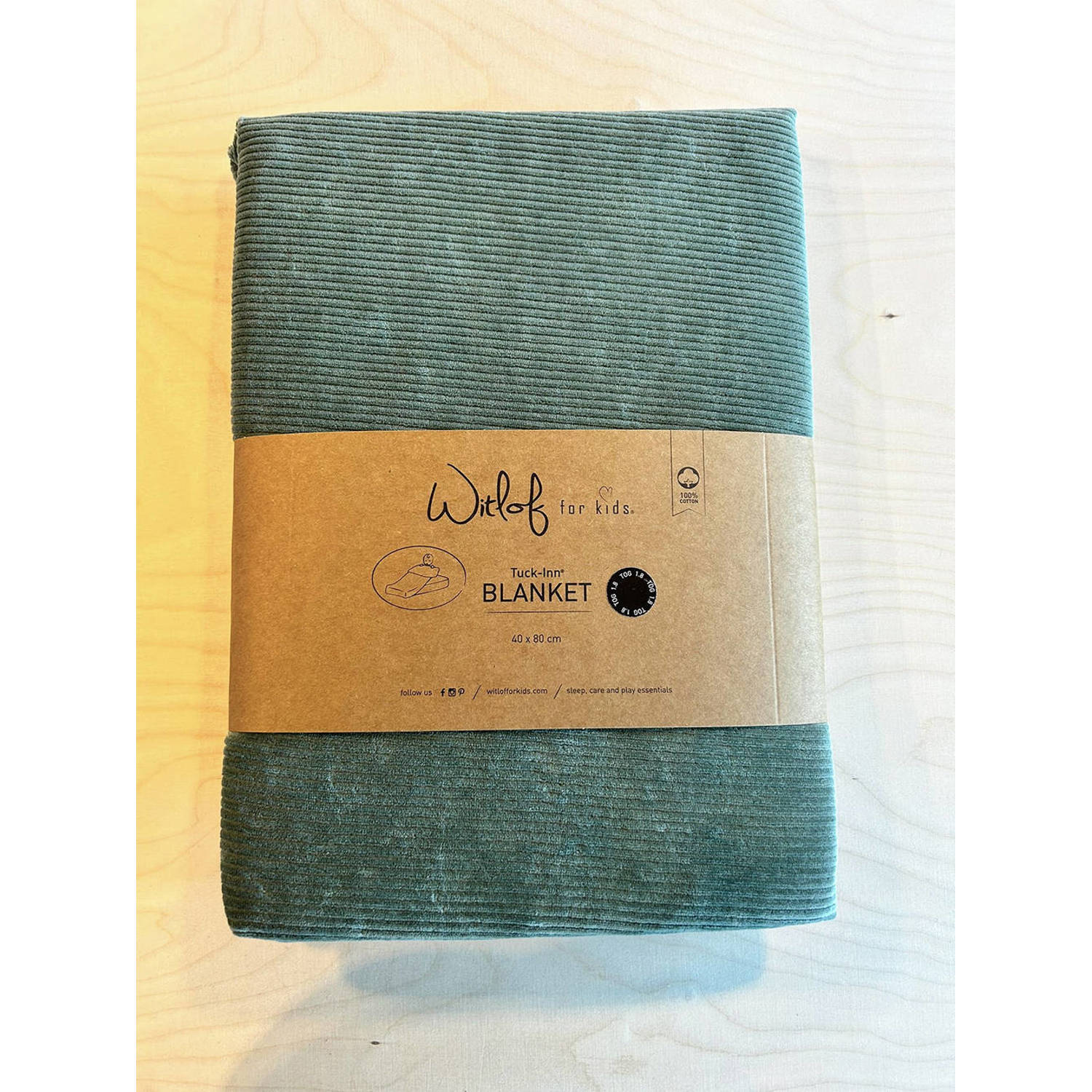 Witlof for kids Tuck-Inn all season wiegdeken Forest Green velvet rib