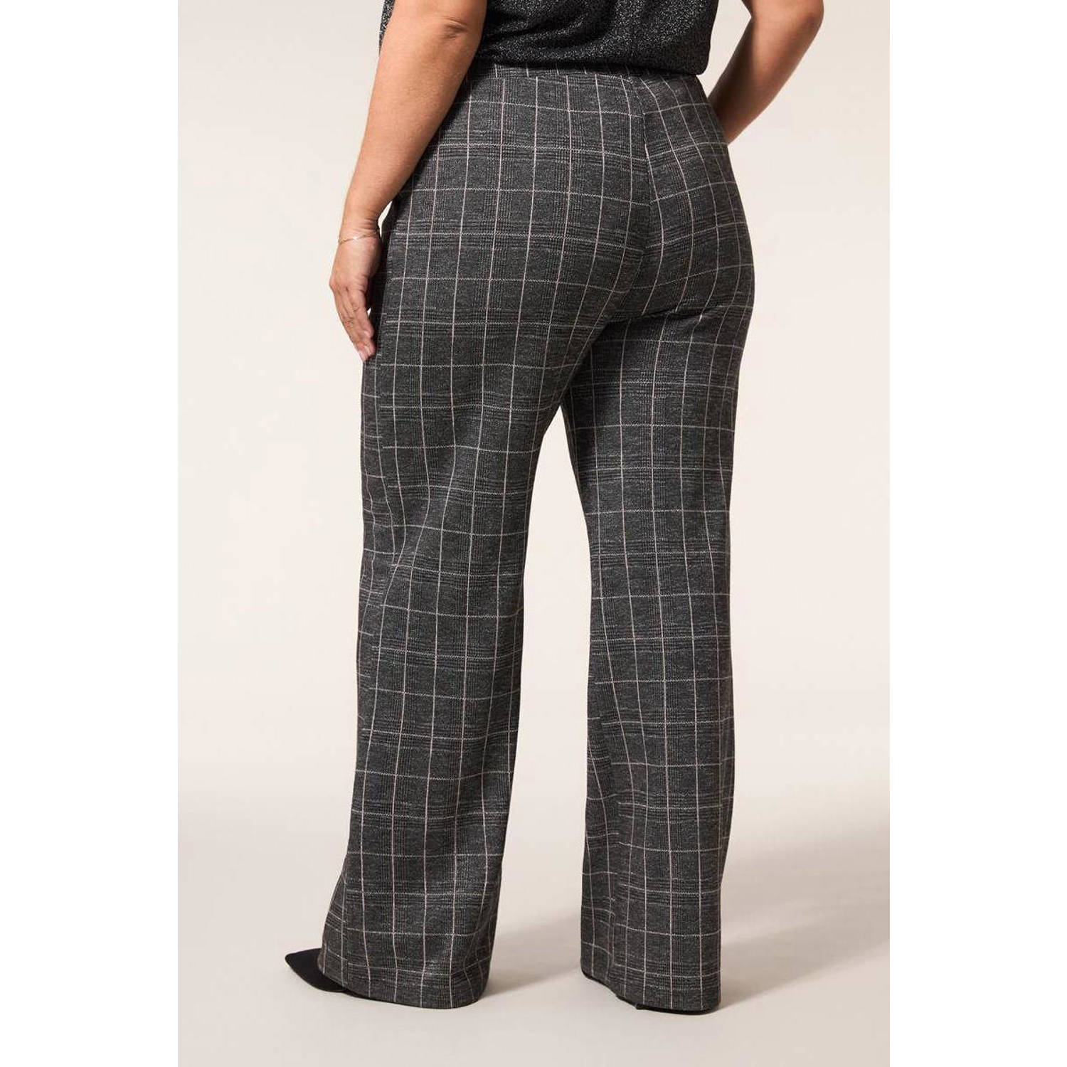 Miss Etam Plus wide leg broek grijs lurex