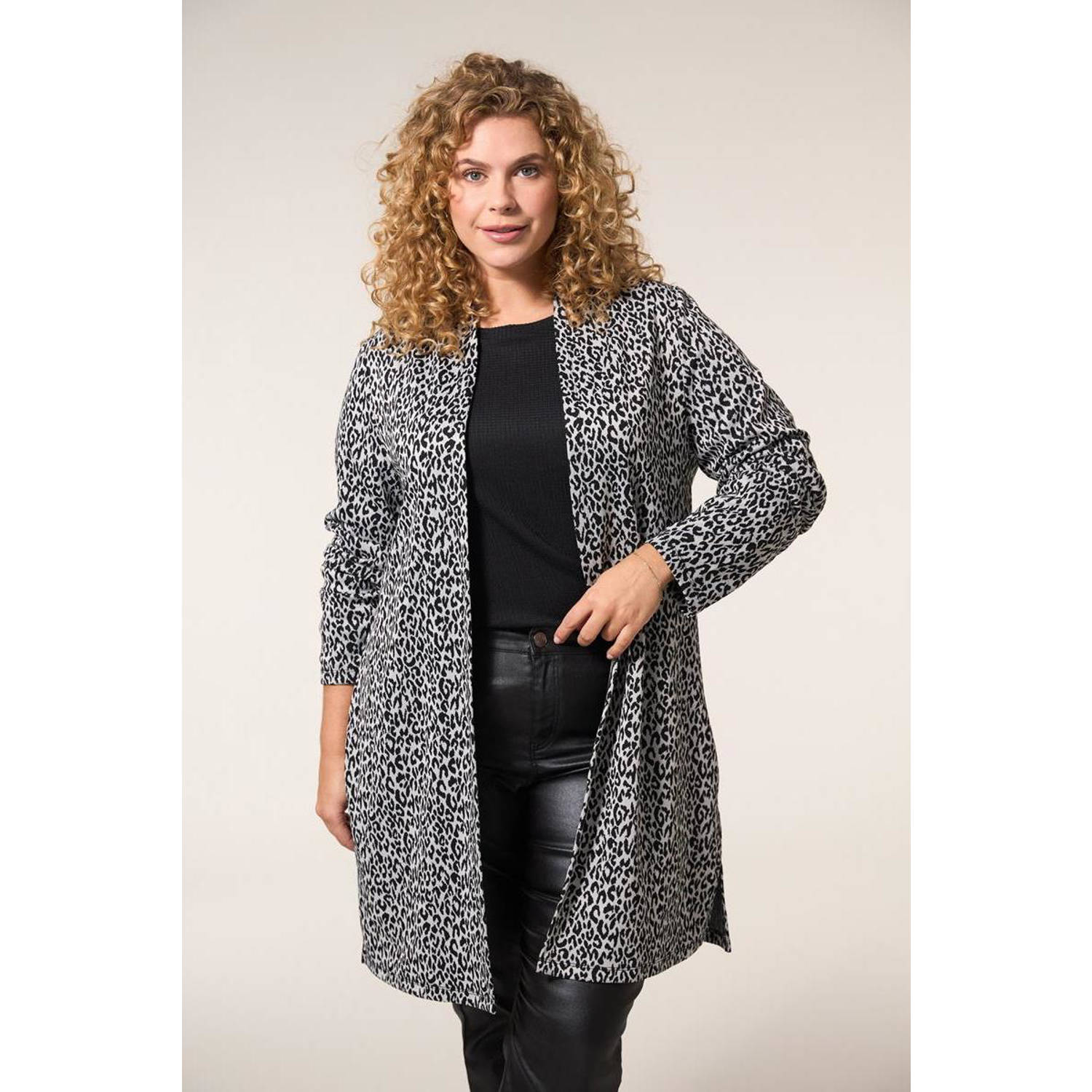 Miss Etam Plus gebreid vest zwart