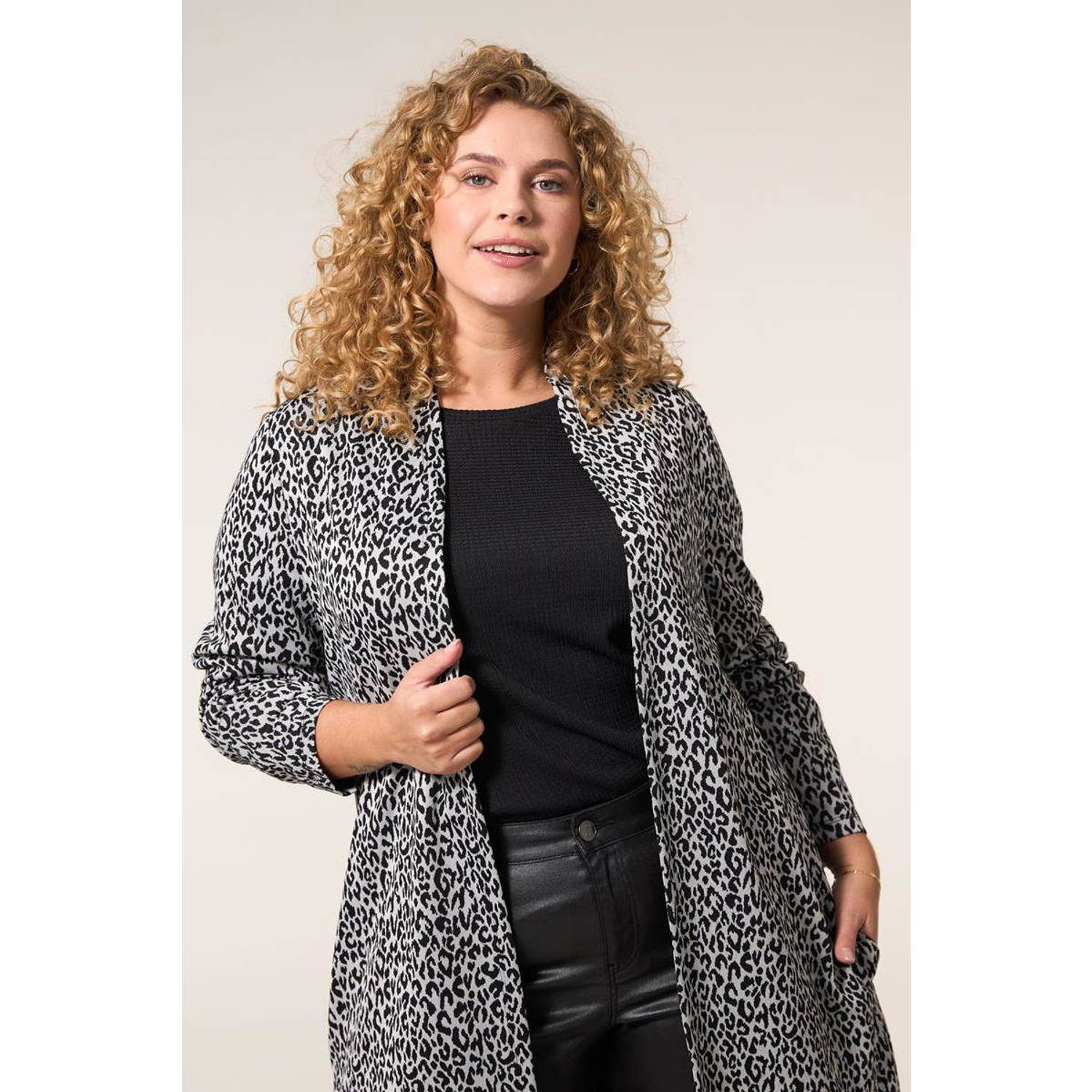Miss Etam Plus gebreid vest zwart