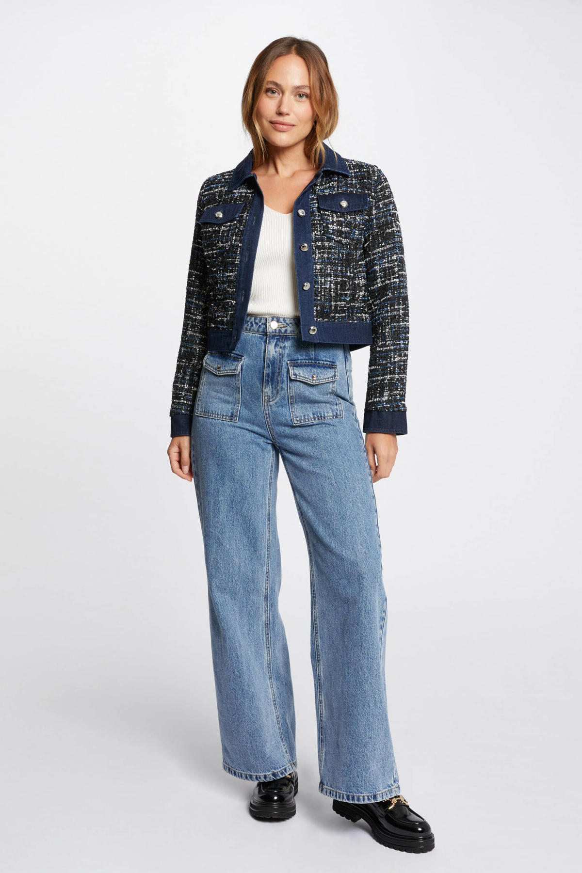 Morgan gebreide tweed jasje multi | wehkamp