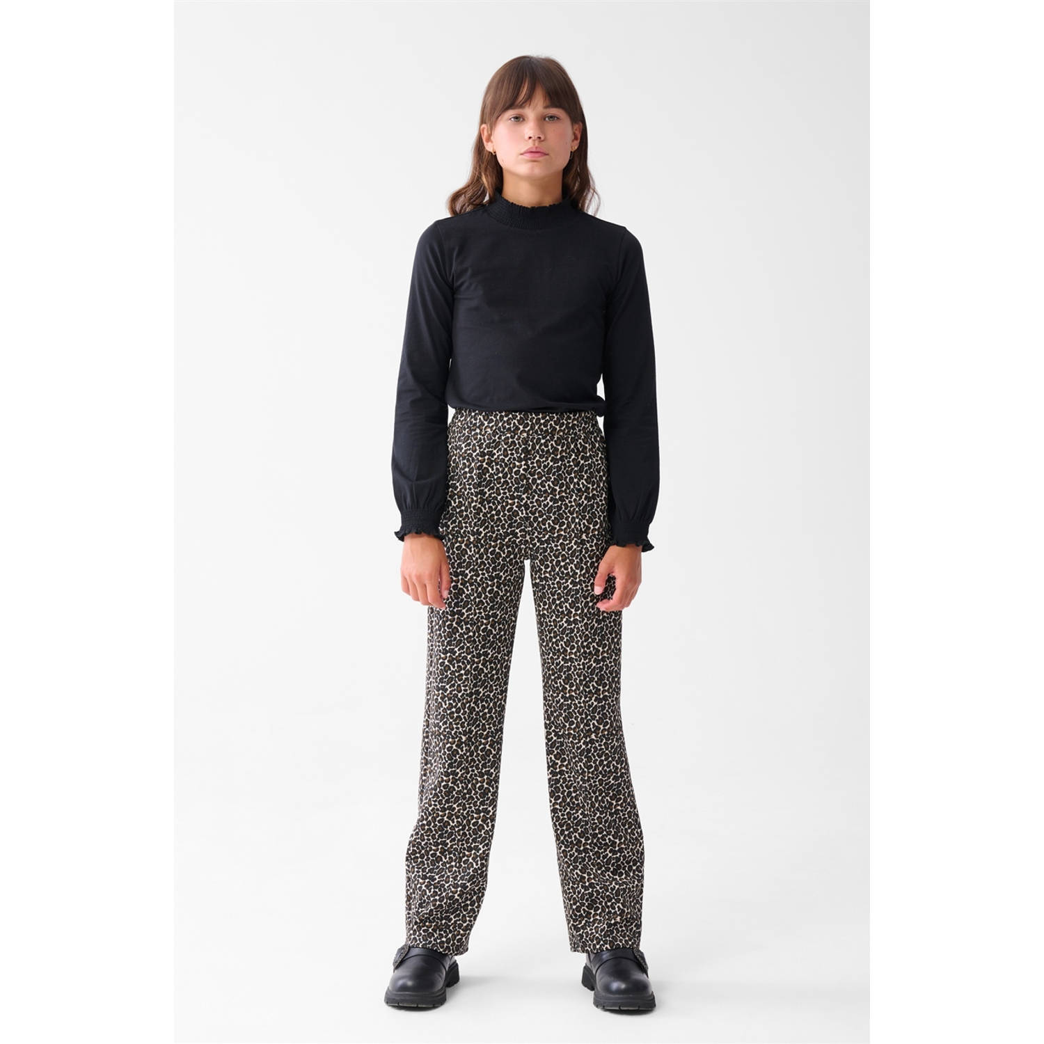 Shoeby wide leg broek met panterprint bruin beige