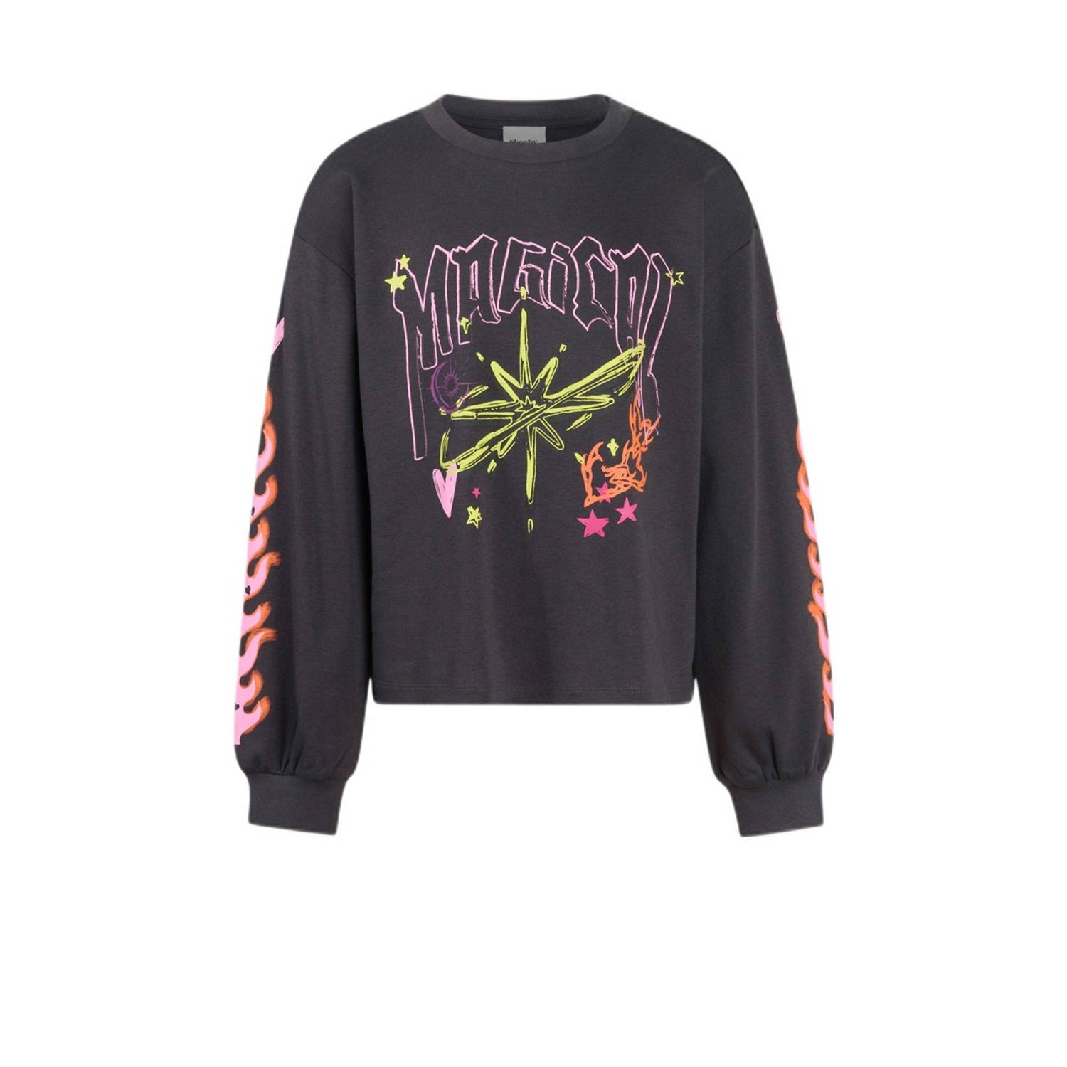 Shoeby sweater met printopdruk donkergrijs