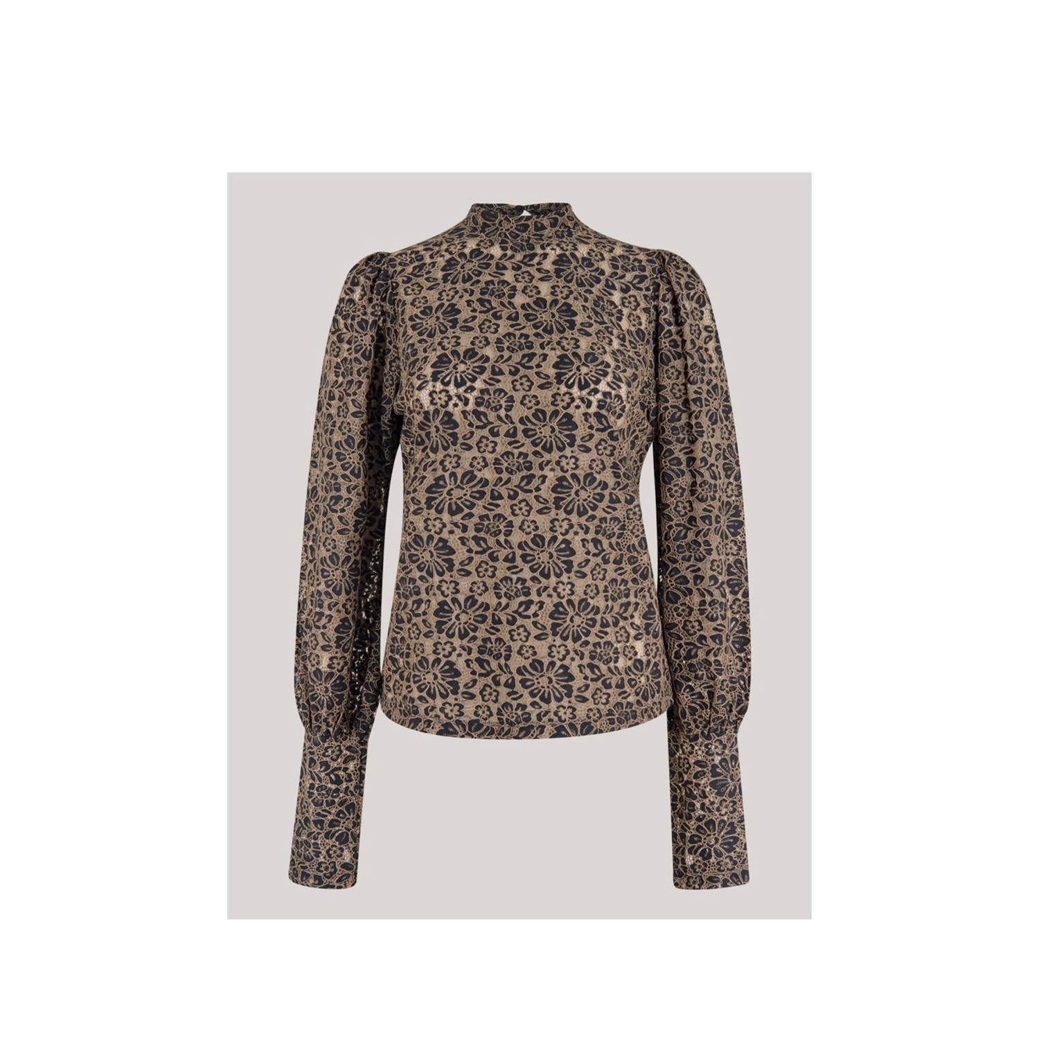Shoeby gebloemde kanten top bruin zwart