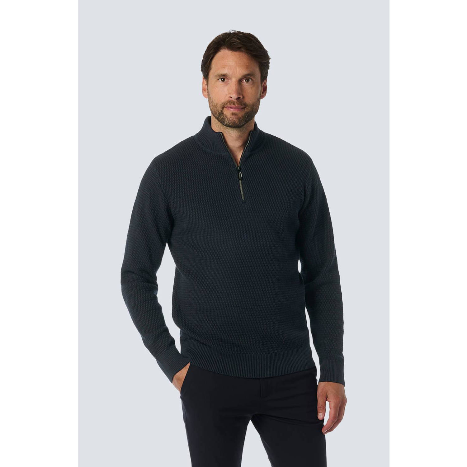 No Excess Mélange Half-Zip Pullover Stijlvol Comfort Blue Heren