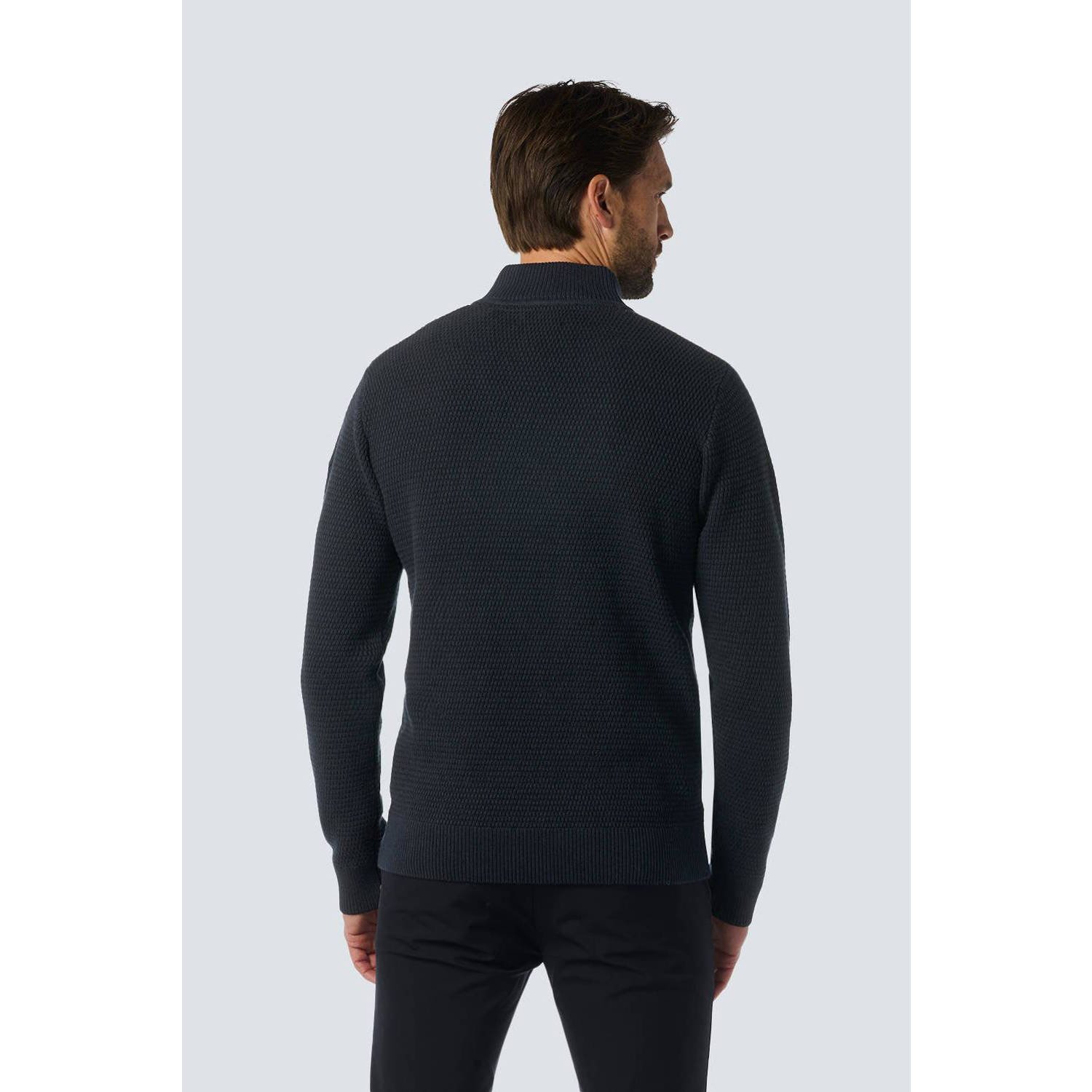 No Excess gebreide trui met ingebreid patroon donkerblauw