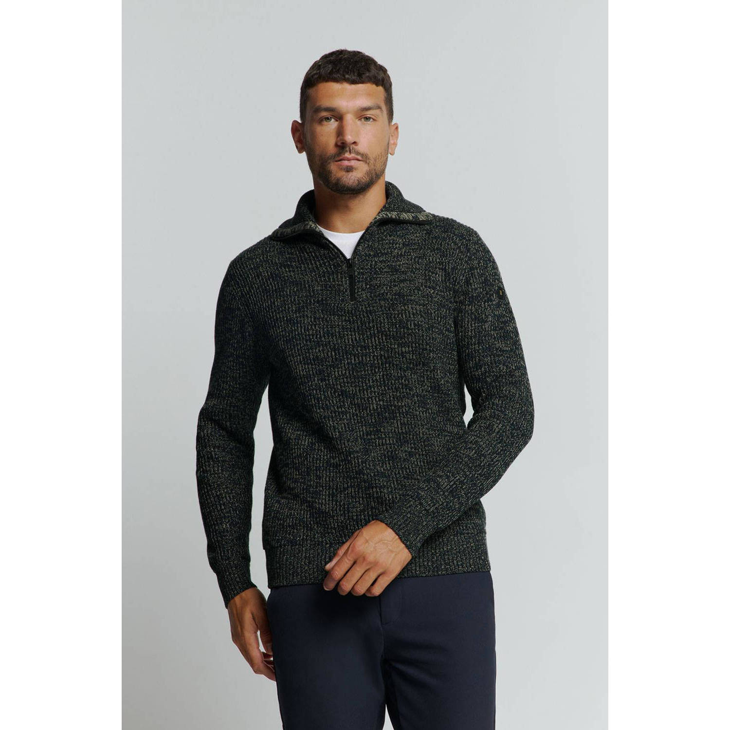 No Excess trui donkerblauw grof gebreid