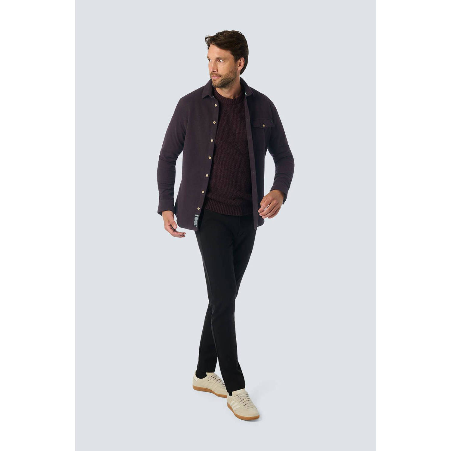 No Excess casual overhemd donkerpaars