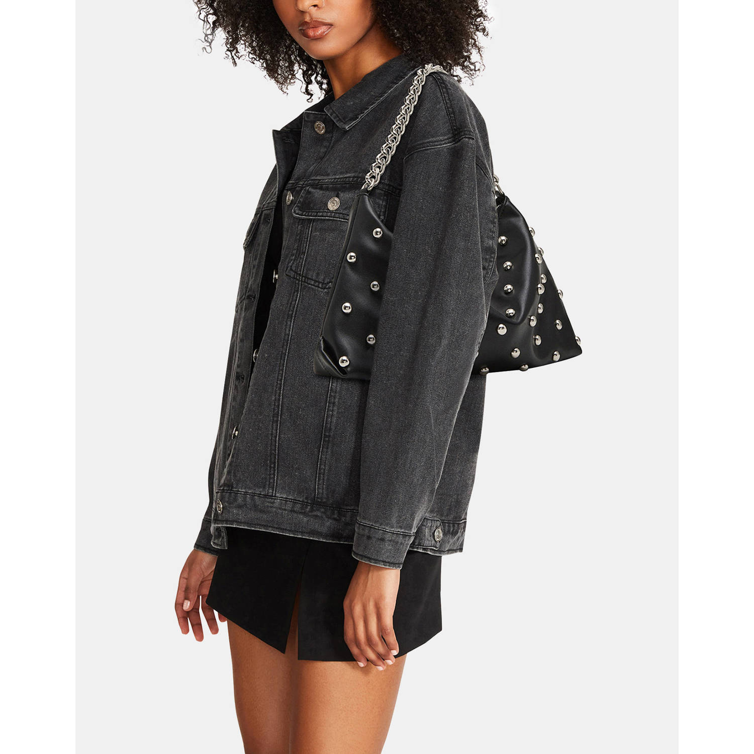 Steve Madden schoudertas met studs Brandyy zwart