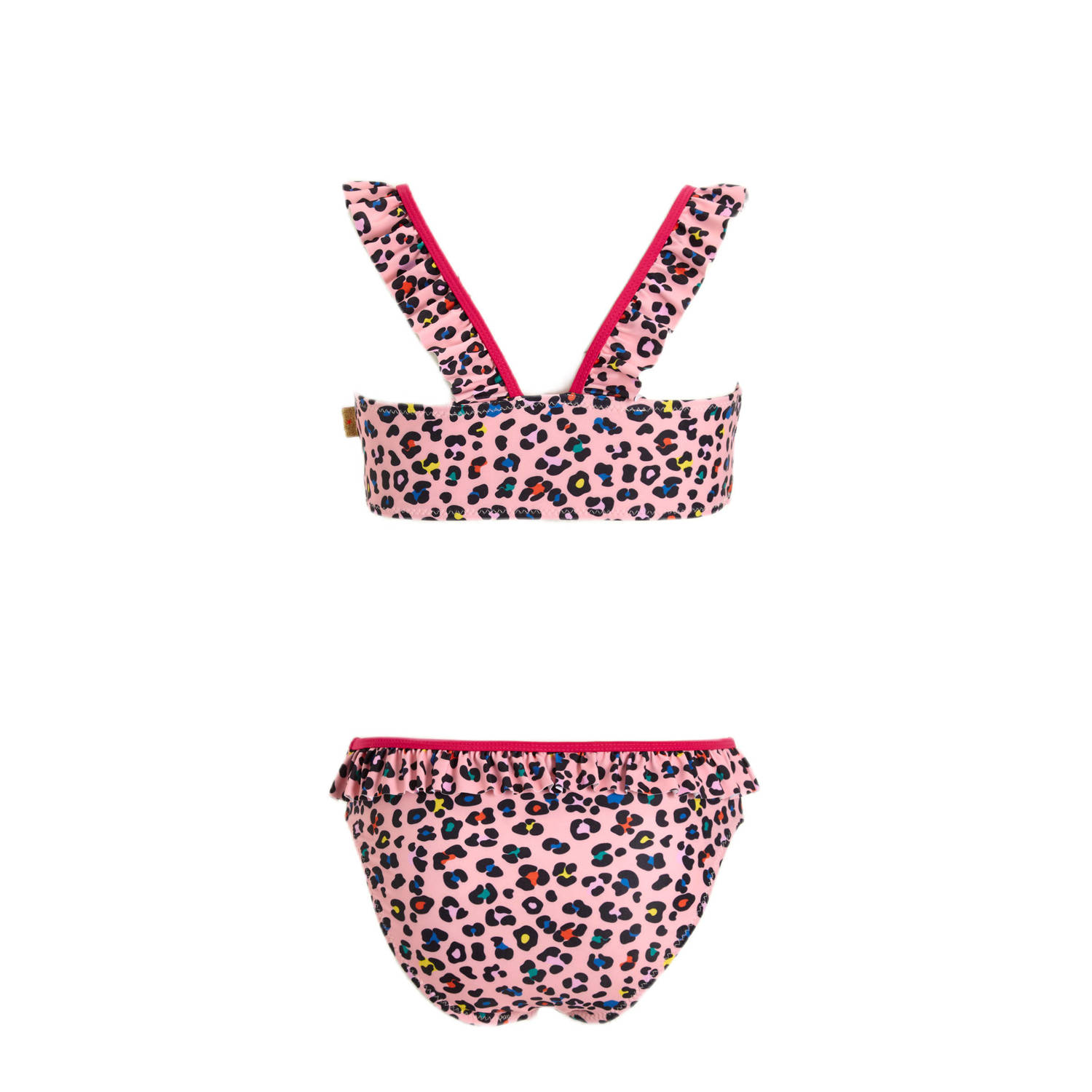 Orange Stars crop bikini met rushes roze