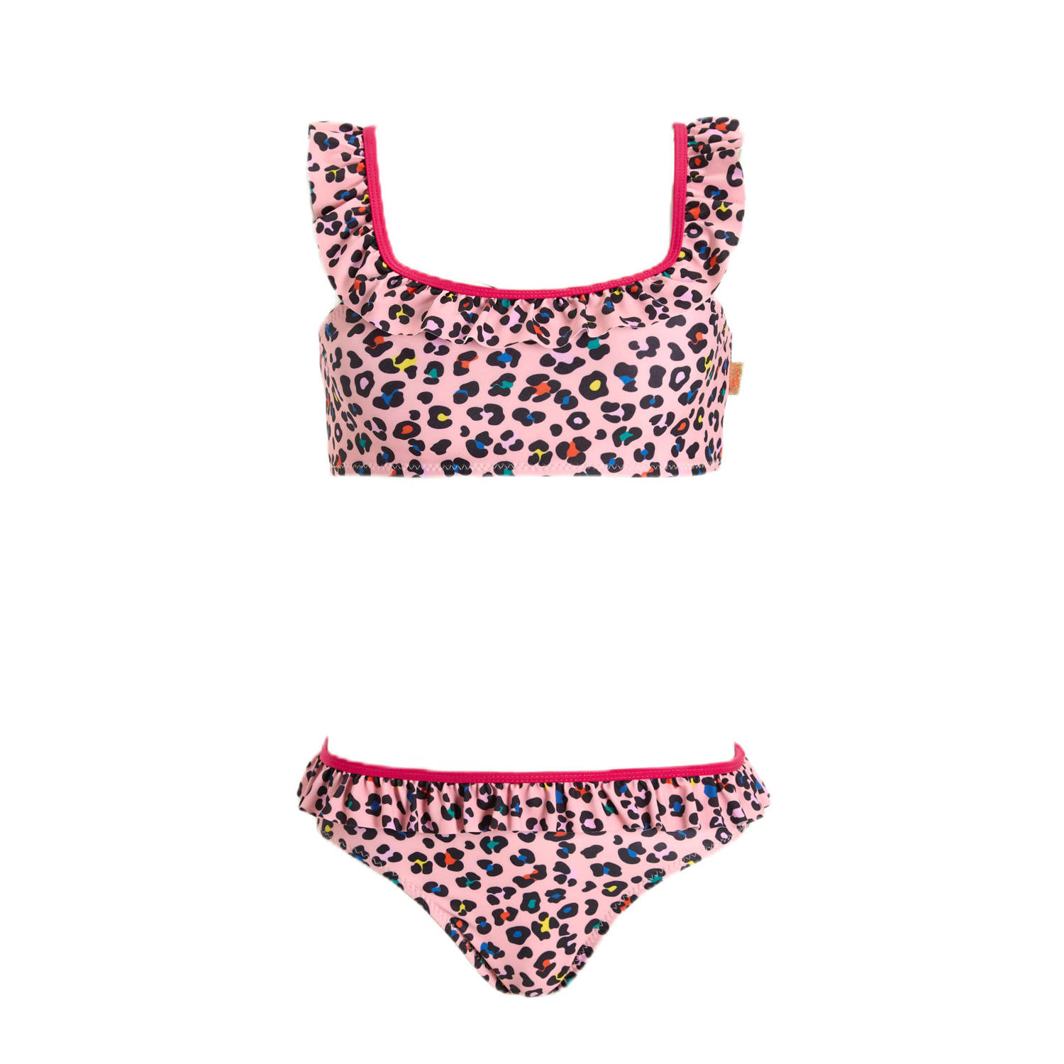Orange Stars crop bikini met rushes roze