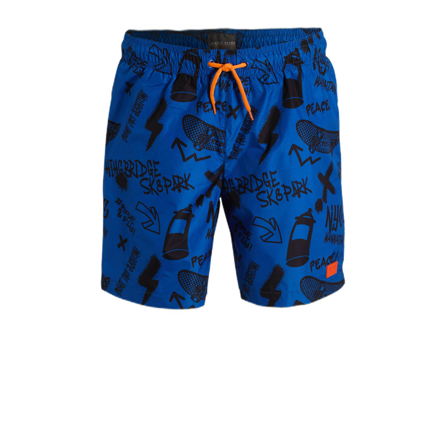 Orange Stars zwemshort met grafitti print blauw