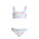 Orange Stars crop bikini met ruches neon roze