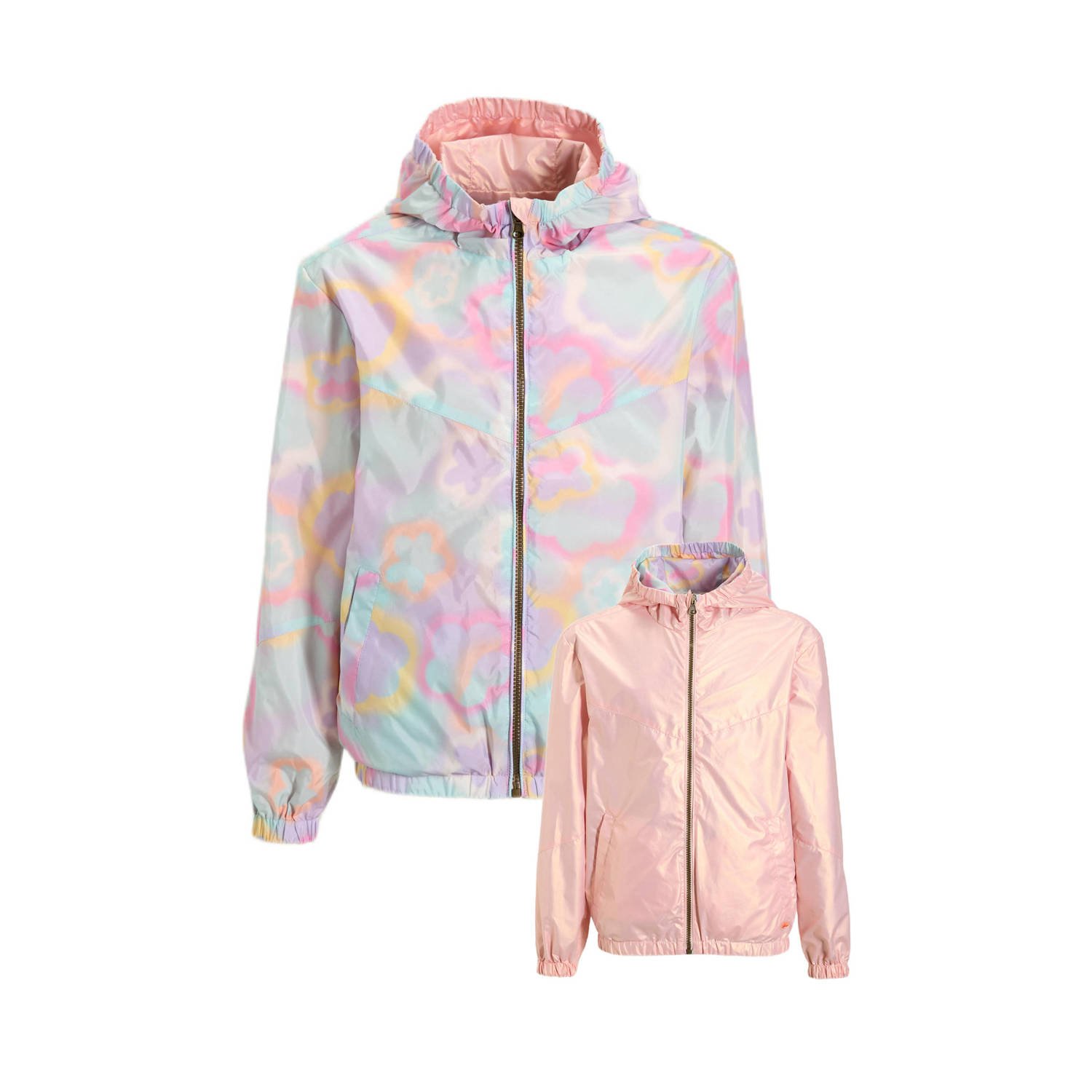 Orange Stars reversible jacket blurred floral