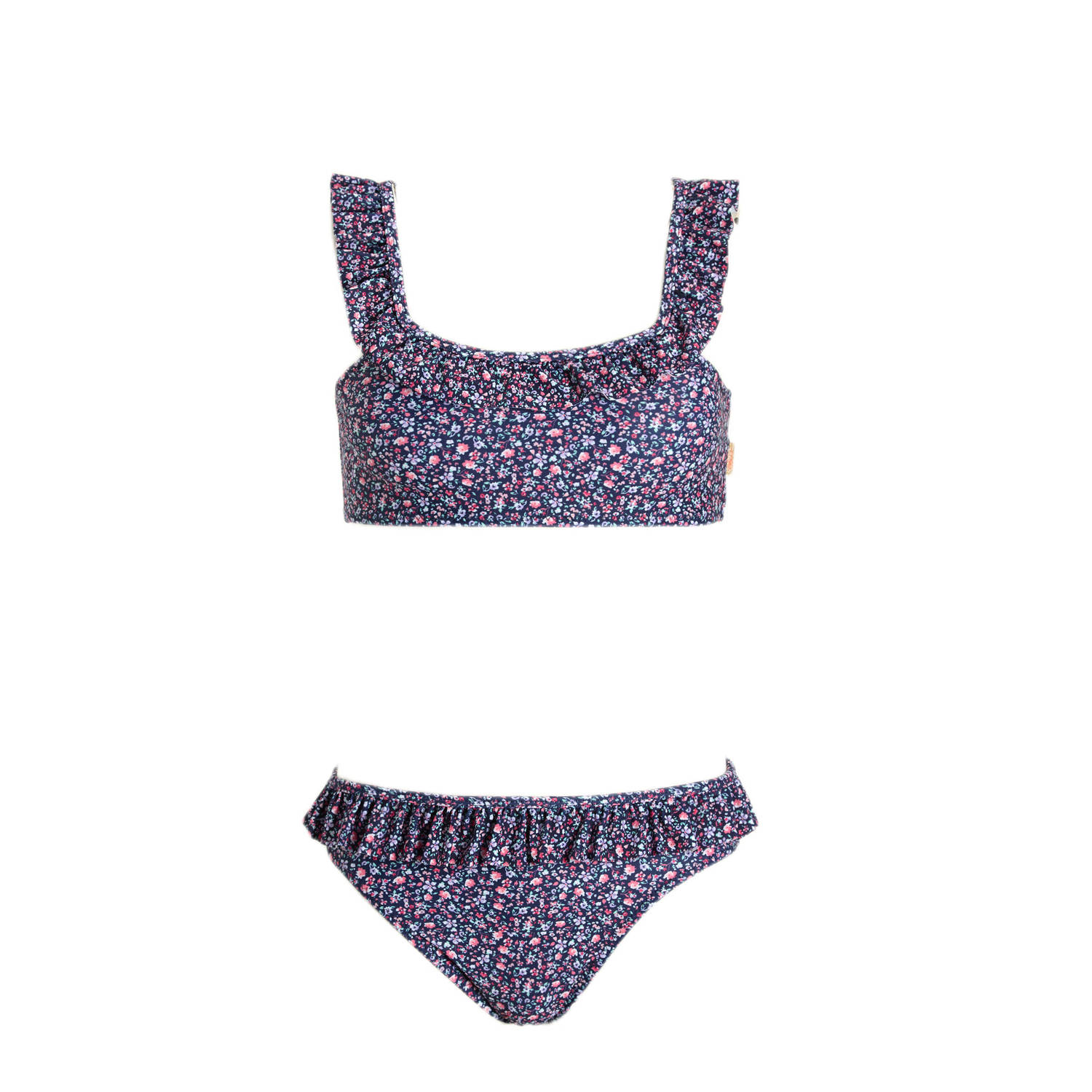 Orange Stars crop bikini met rushes donkerblauw