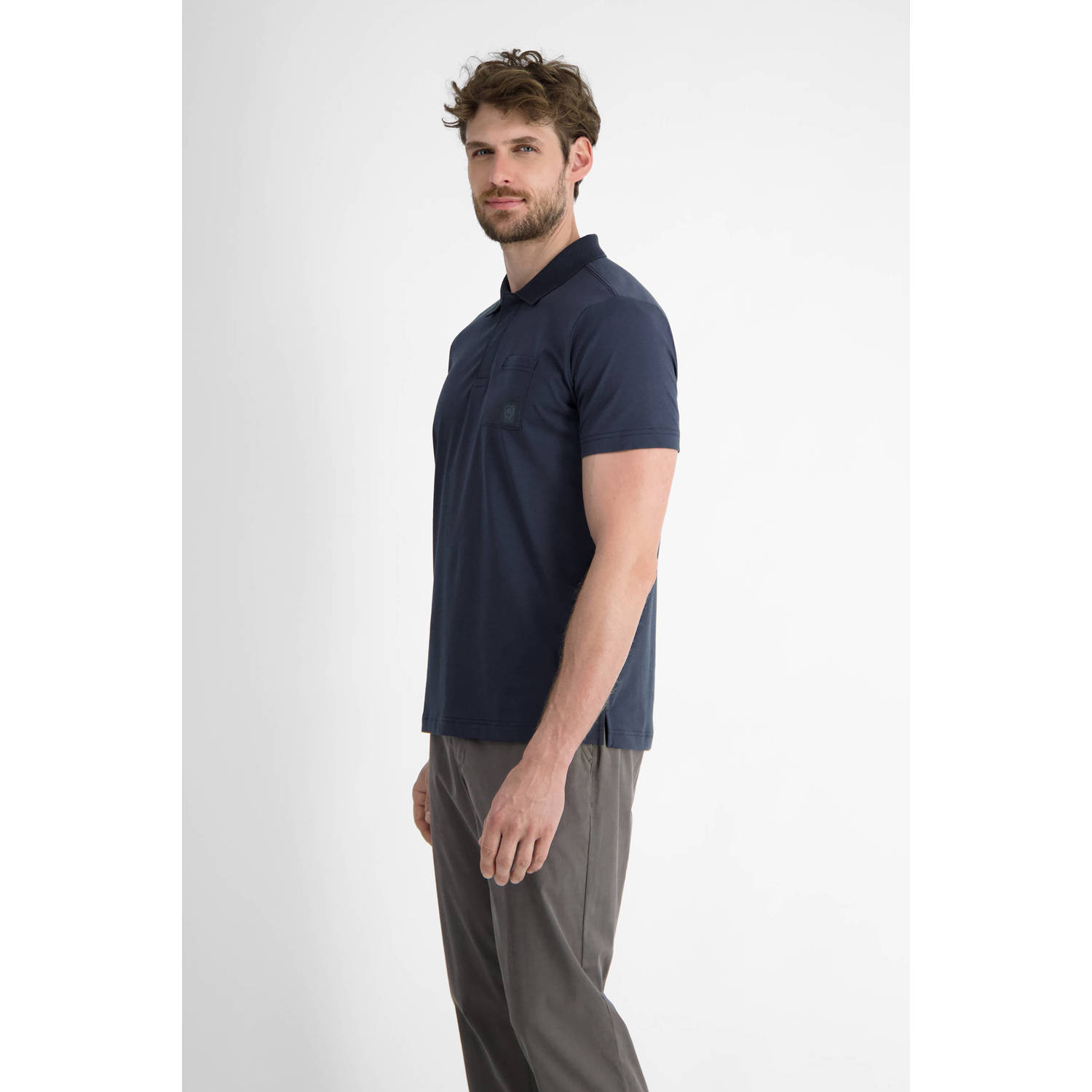 LERROS regular polo grijs