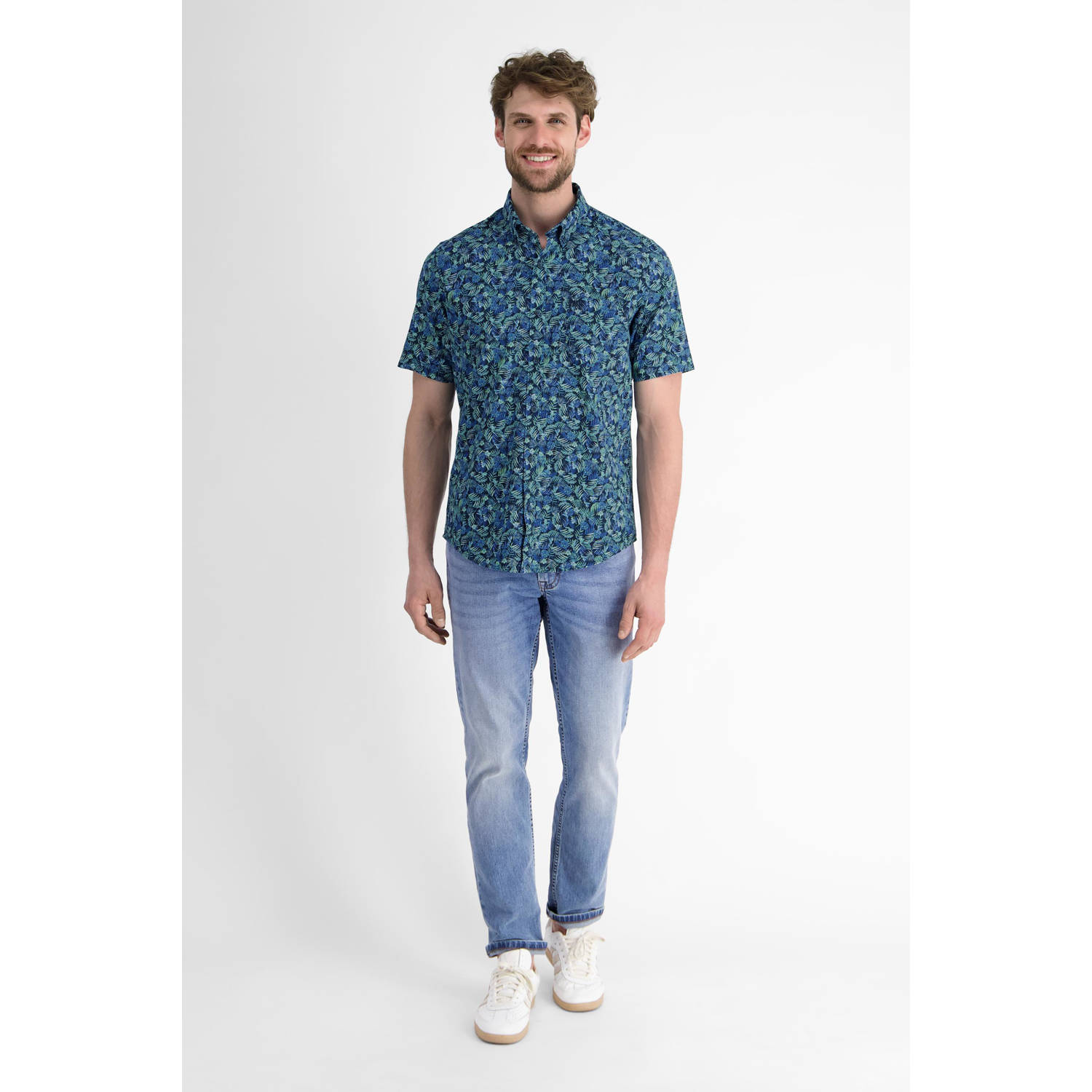LERROS casual overhemd blauw