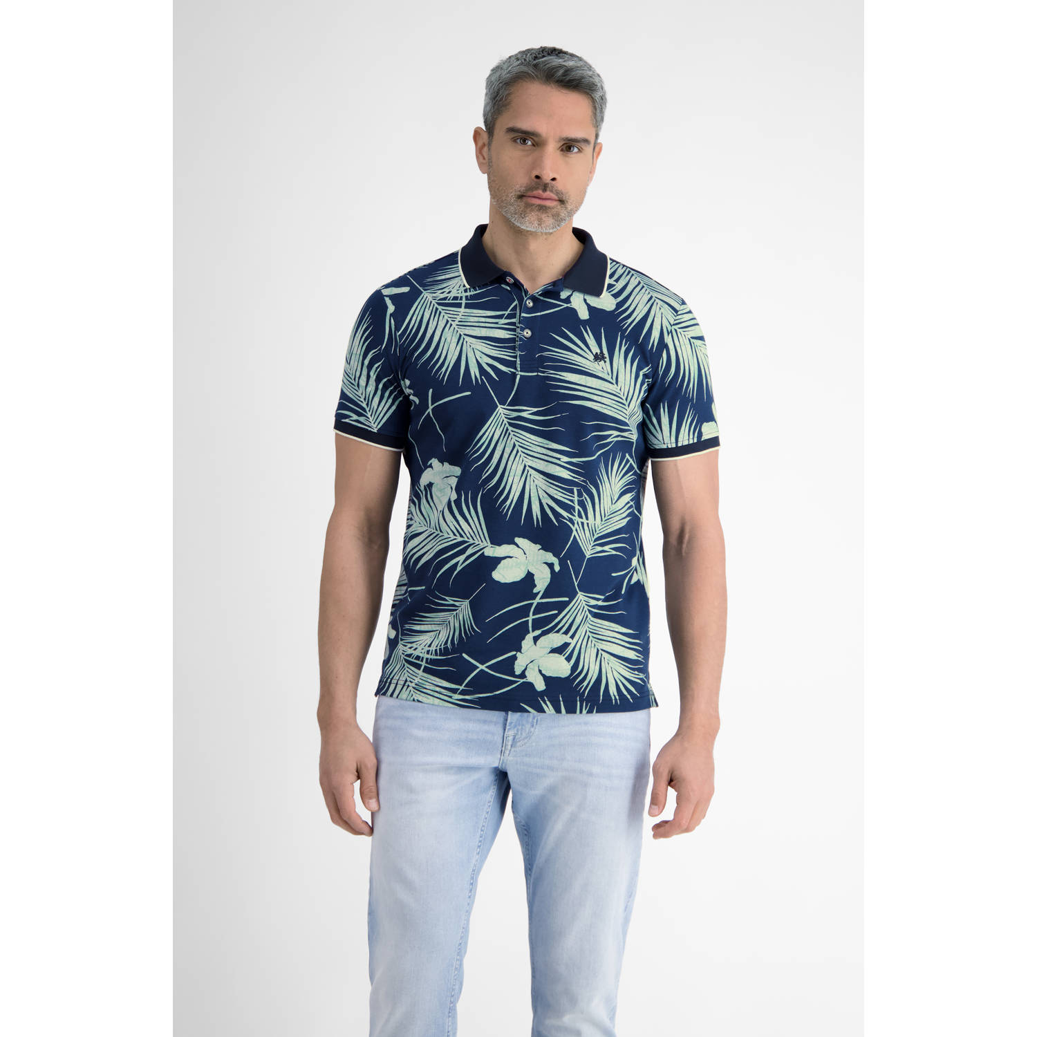 LERROS regular polo donkerblauw