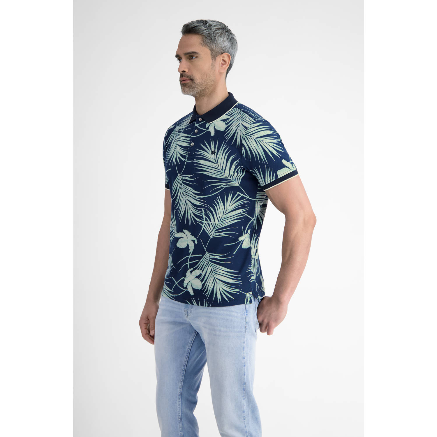 LERROS regular polo donkerblauw